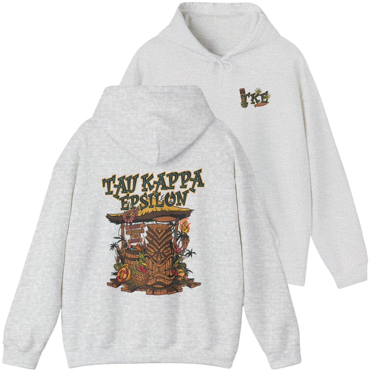 Grey Tau Kappa Epsilon Graphic Hoodie | Tiki Time