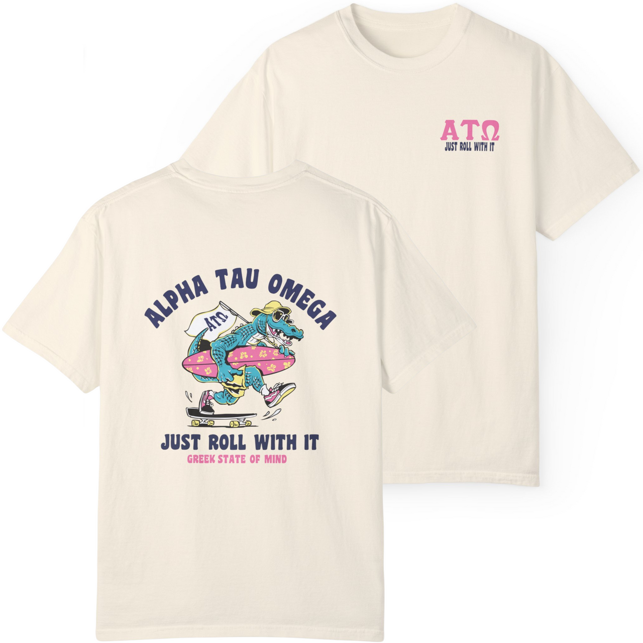Ivory Alpha Tau Omega Graphic T-Shirt | Alligator Skater