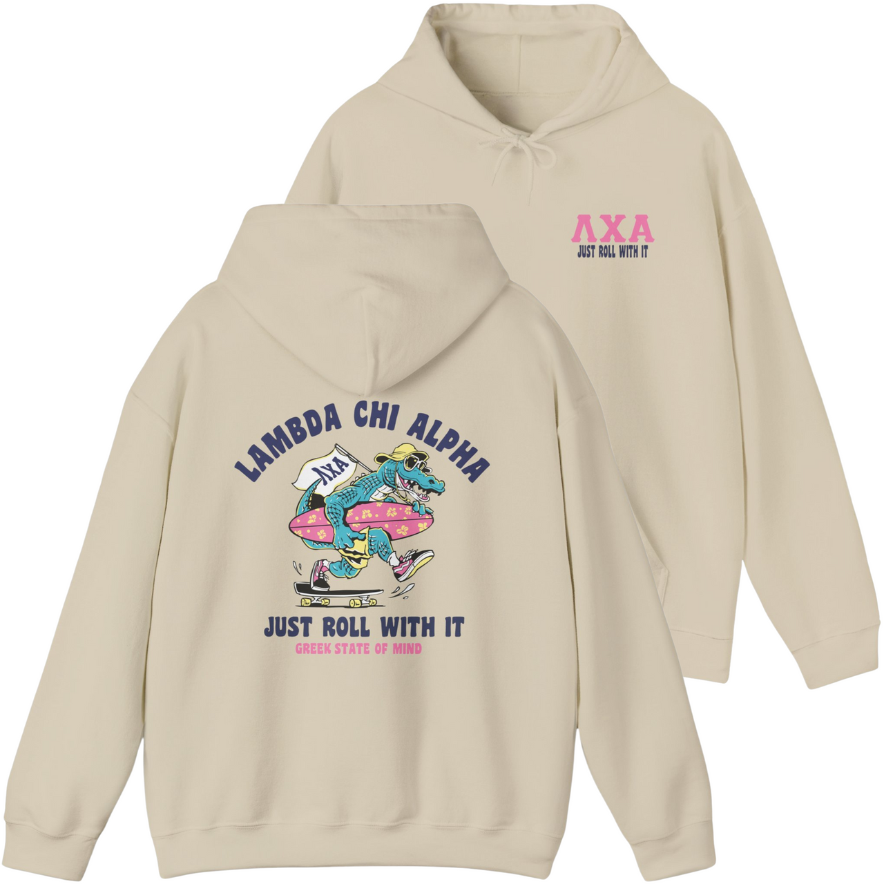 Ivory Lambda Chi Alpha Graphic Hoodie | Alligator Skater