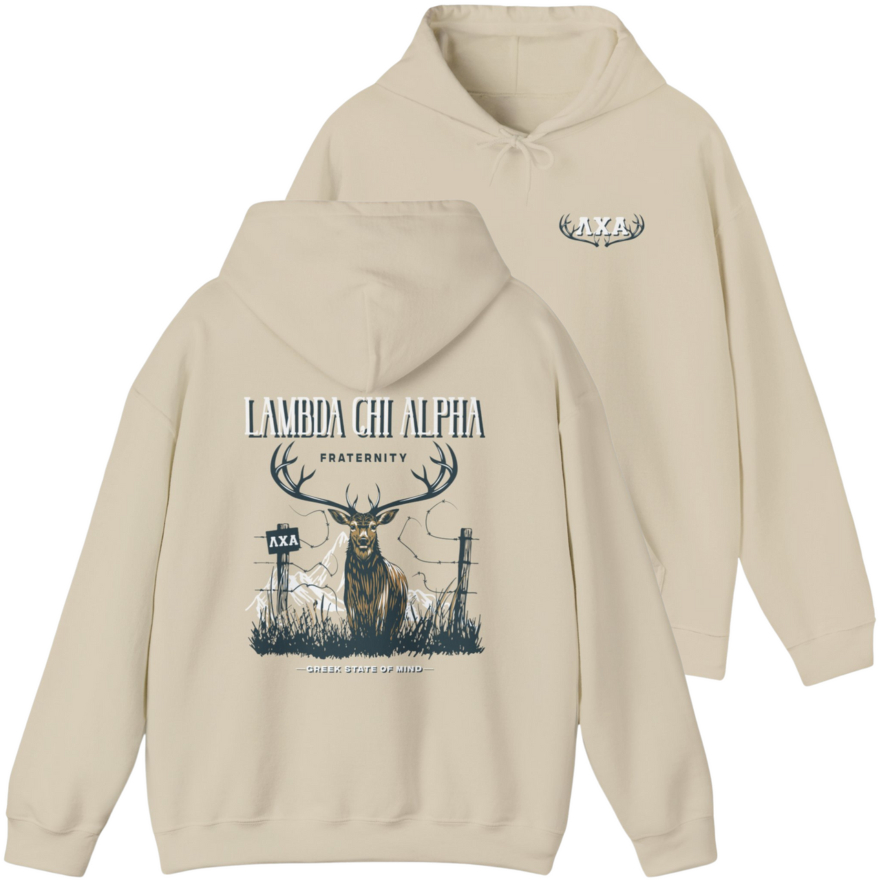 Ivory Lambda Chi Alpha Graphic Hoodie | Big Buck