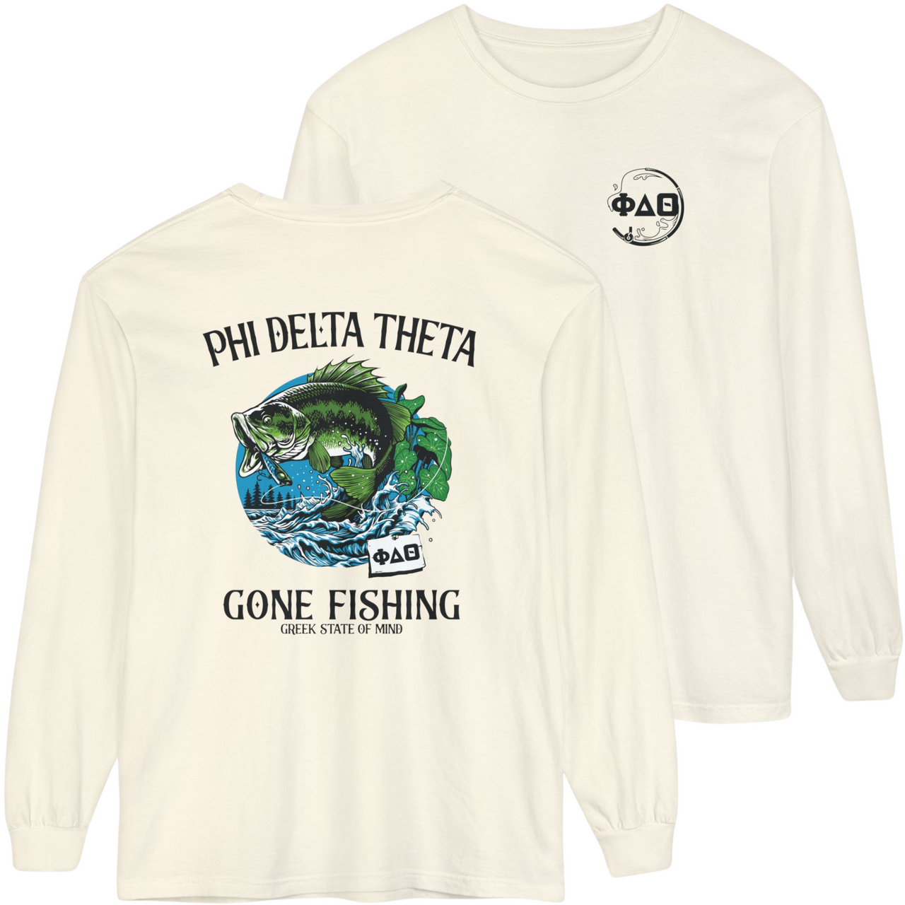 Ivory Phi Delta Theta Graphic Long Sleeve T-Shirt | Gone Fishing