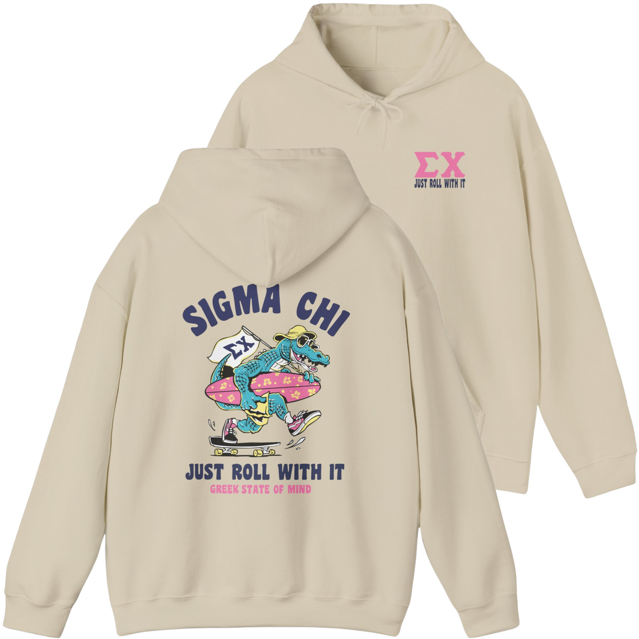 Ivory Sigma Chi Graphic Hoodie | Alligator Skater