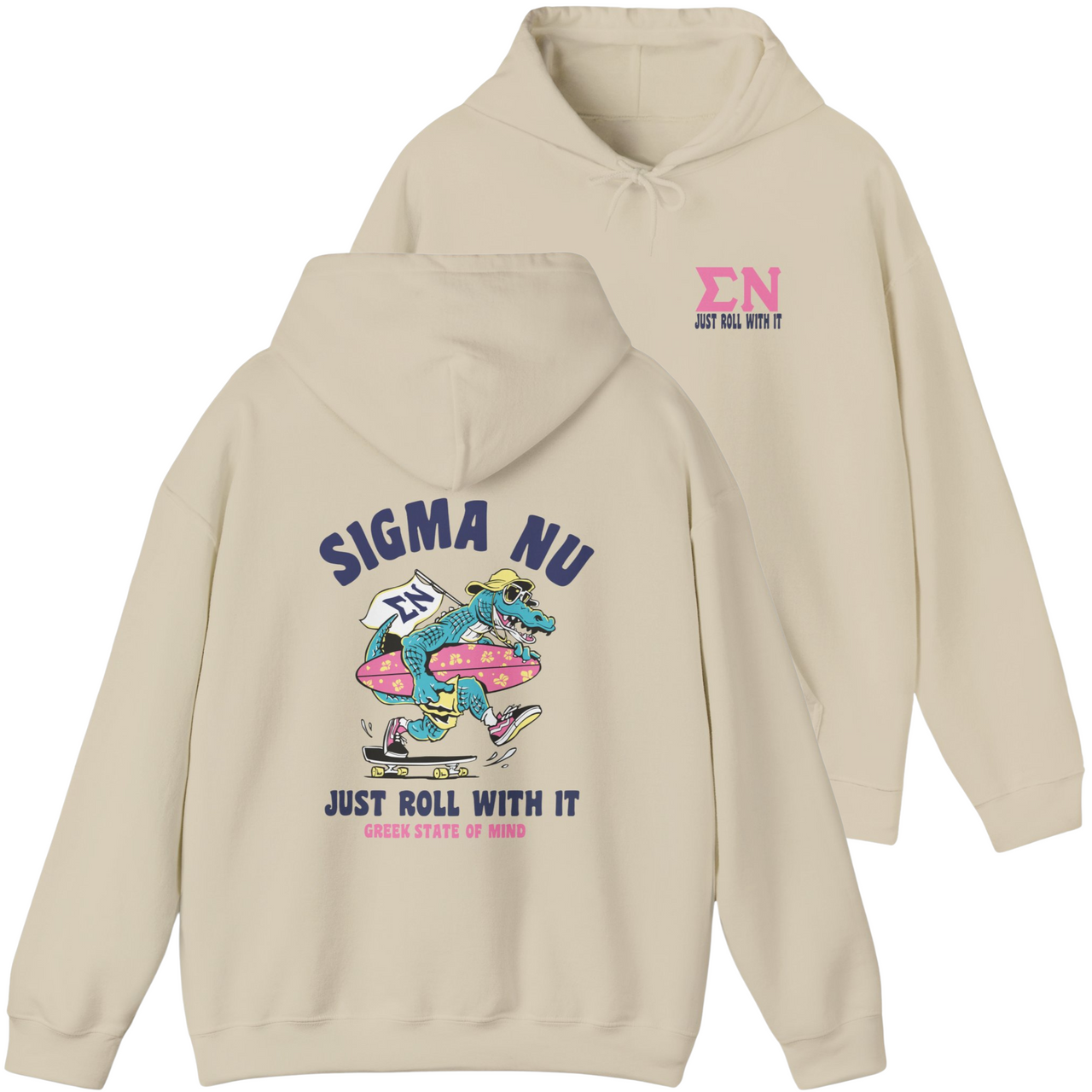 Ivory Sigma Nu Graphic Hoodie | Alligator Skater