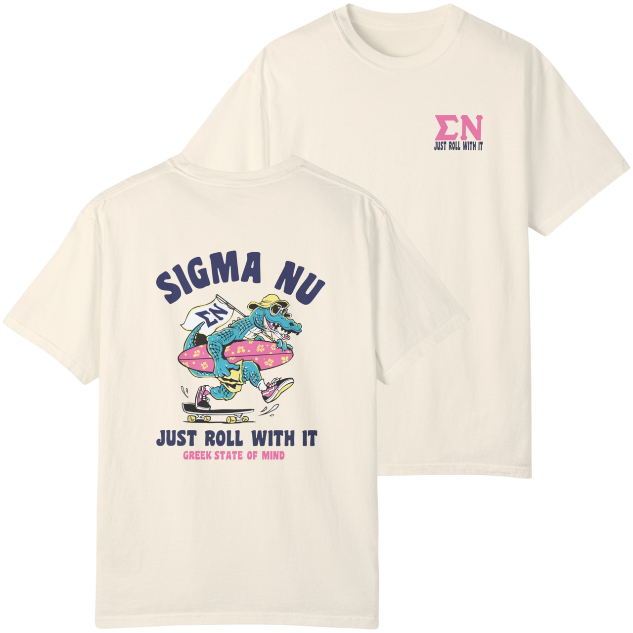 Ivory Sigma Nu Graphic T-Shirt | Alligator Skater