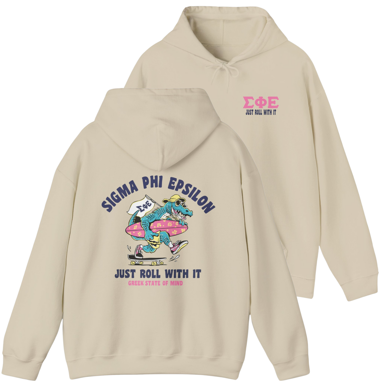 Ivory Sigma Phi Epsilon Graphic Hoodie | Alligator Skater