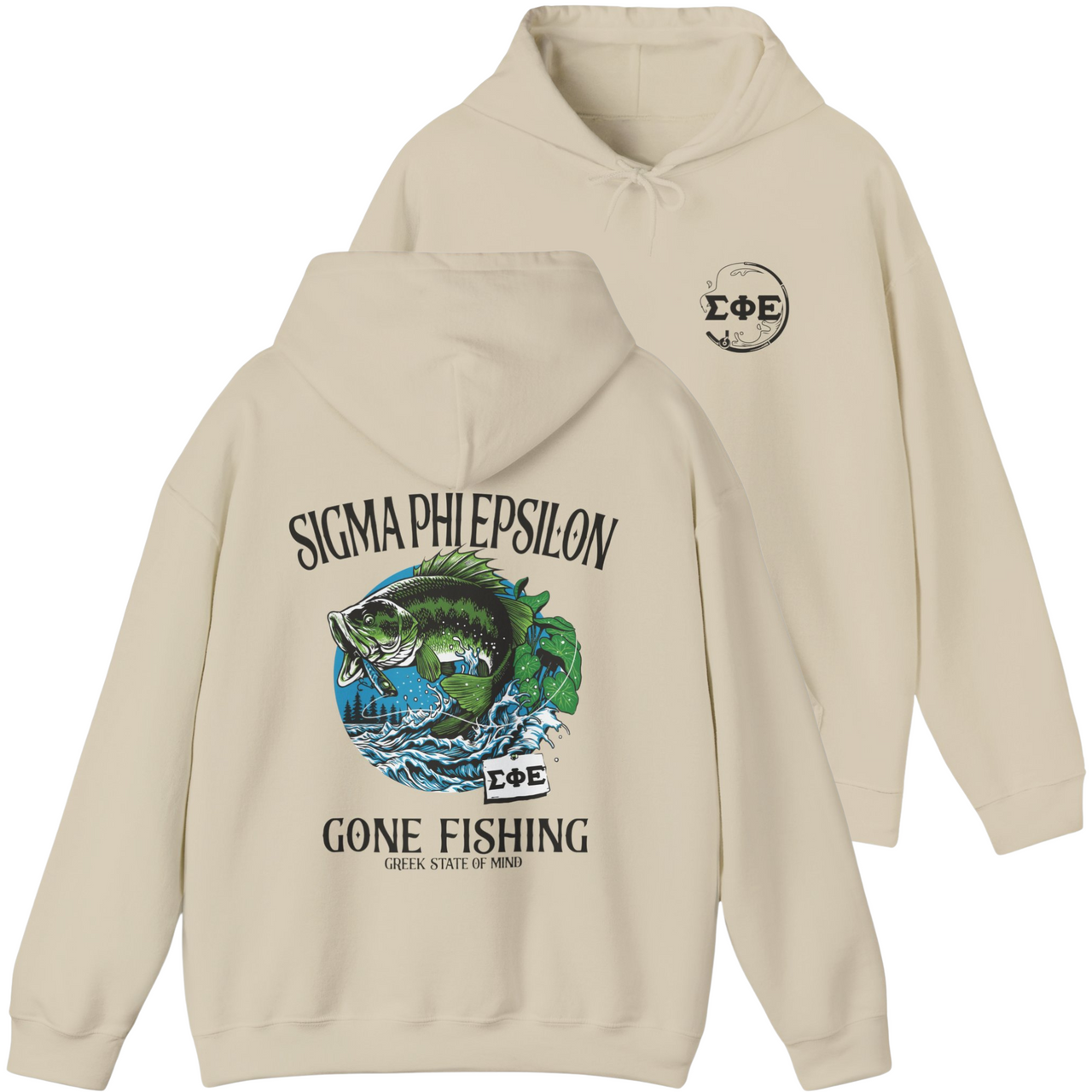 Ivory Sigma Phi Epsilon Graphic Hoodie | Gone Fishing