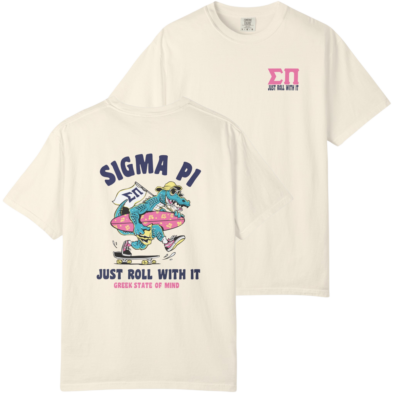 Ivory Sigma Pi Graphic T-Shirt | Alligator Skater