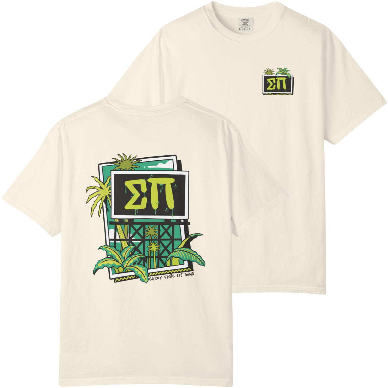 Ivory Sigma Pi Graphic T-Shirt | Tropical Billboard