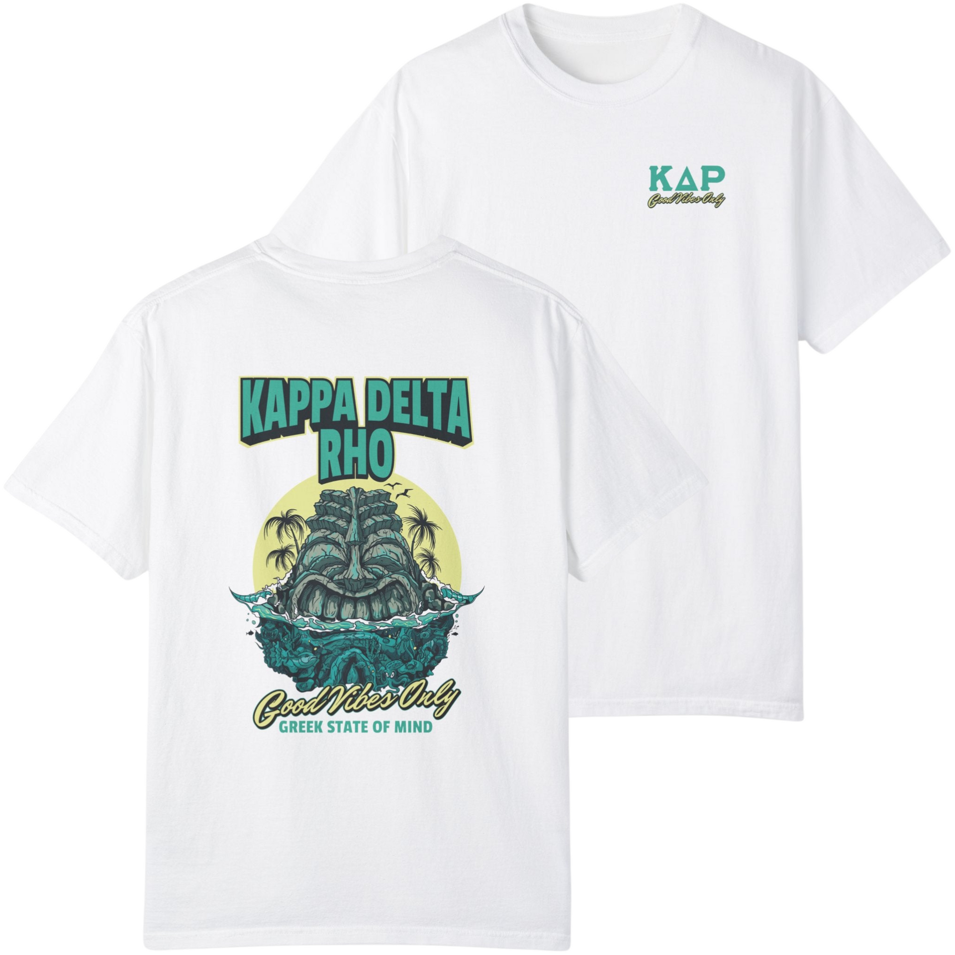 white Kappa Delta Rho Graphic T-Shirt | Good Vibes Only