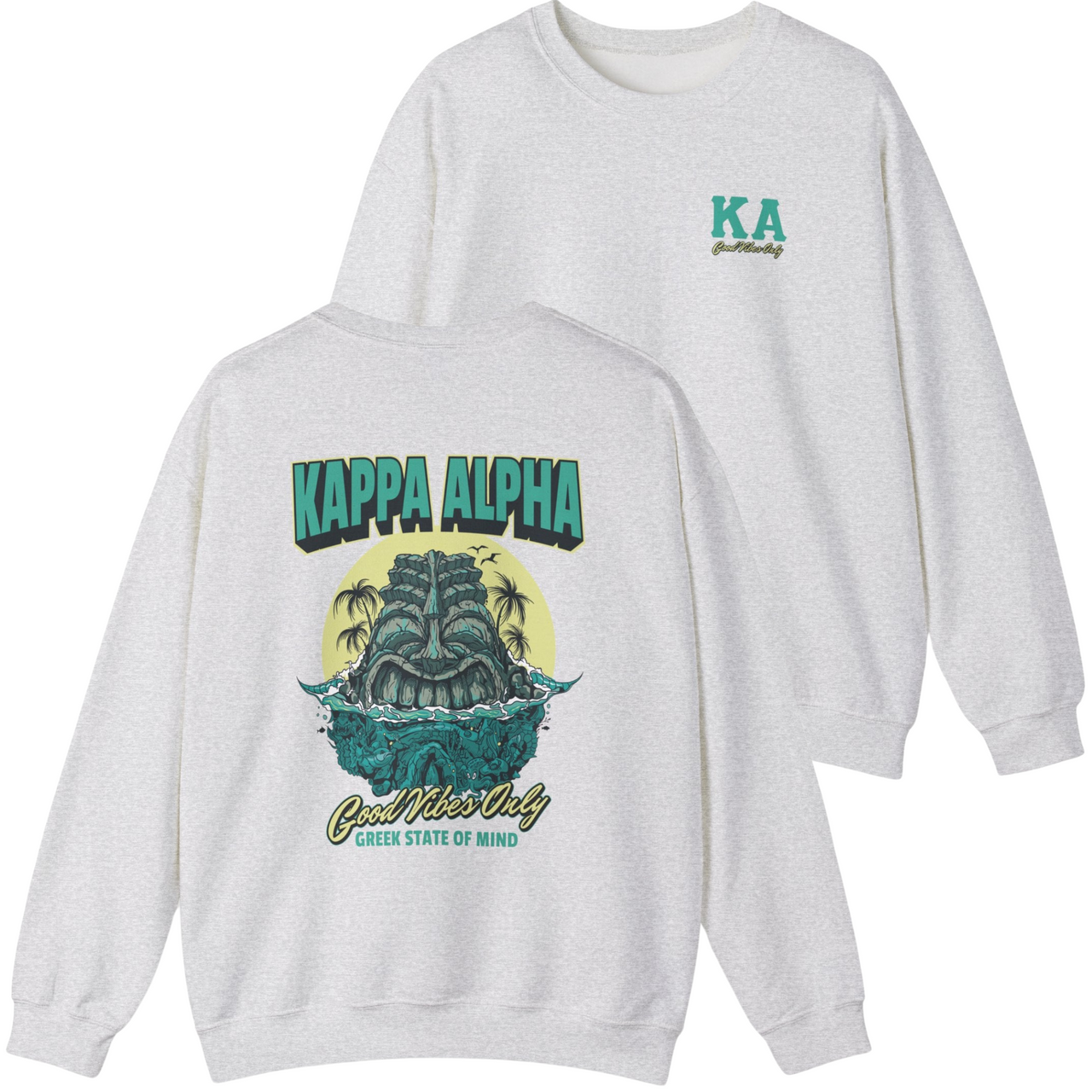 grey Kappa Alpha Graphic Crewneck Sweatshirt | Good Vibes Only
