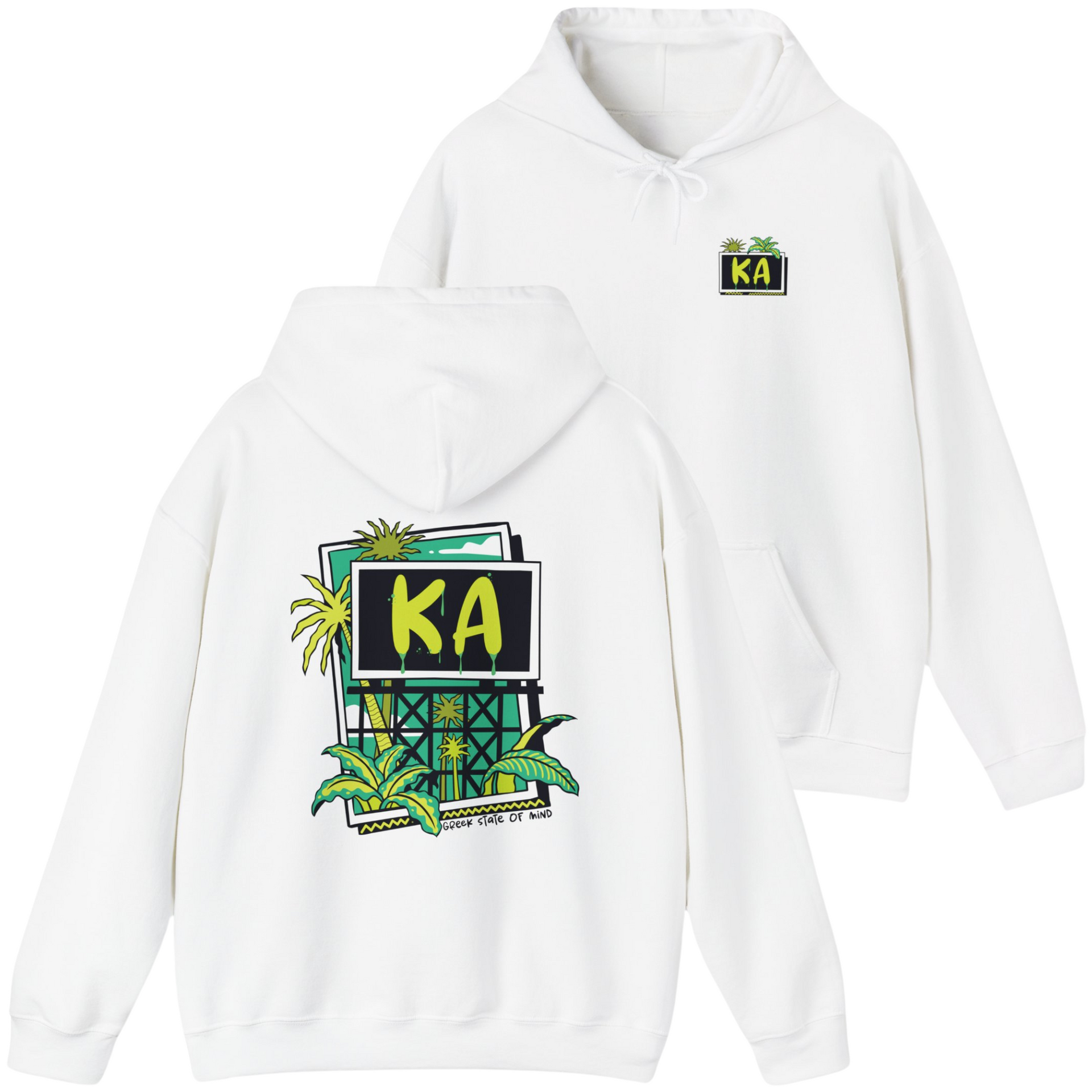 White Kappa Alpha Graphic Hoodie | Tropical Billboard