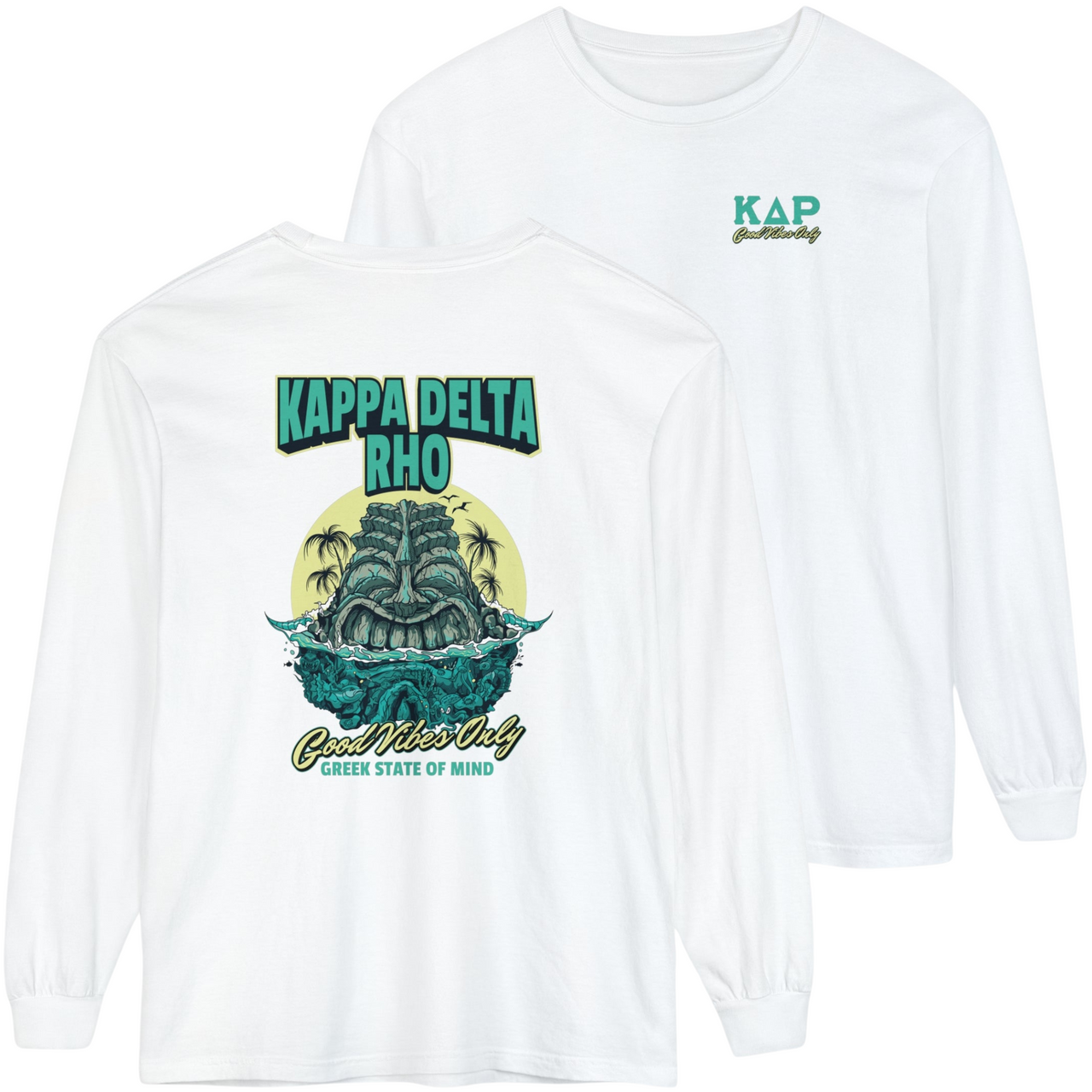 white Kappa Delta Rho Graphic Long Sleeve | Good Vibes Only