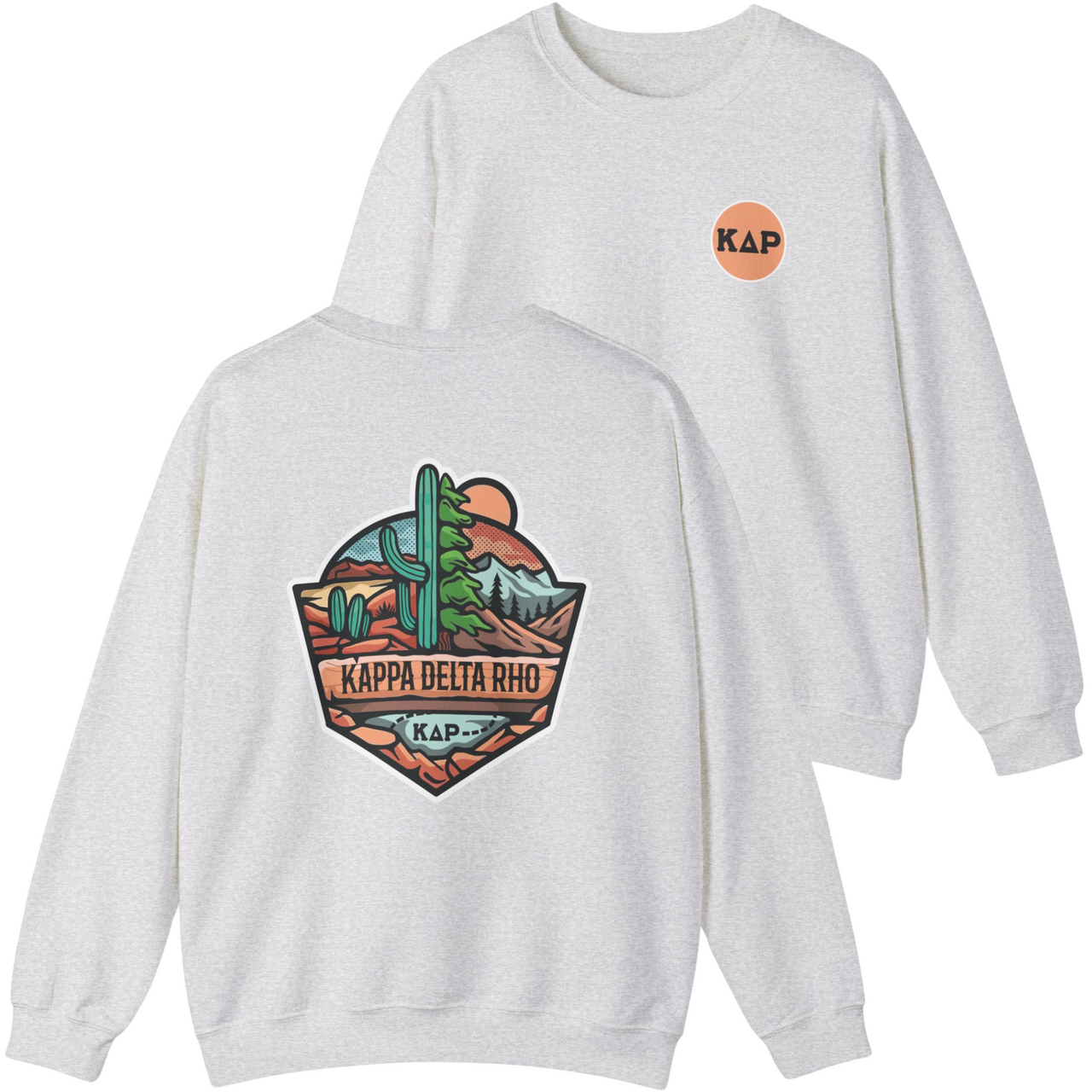 Kappa Delta Rho Graphic Crewneck Sweatshirt | Desert Mountains