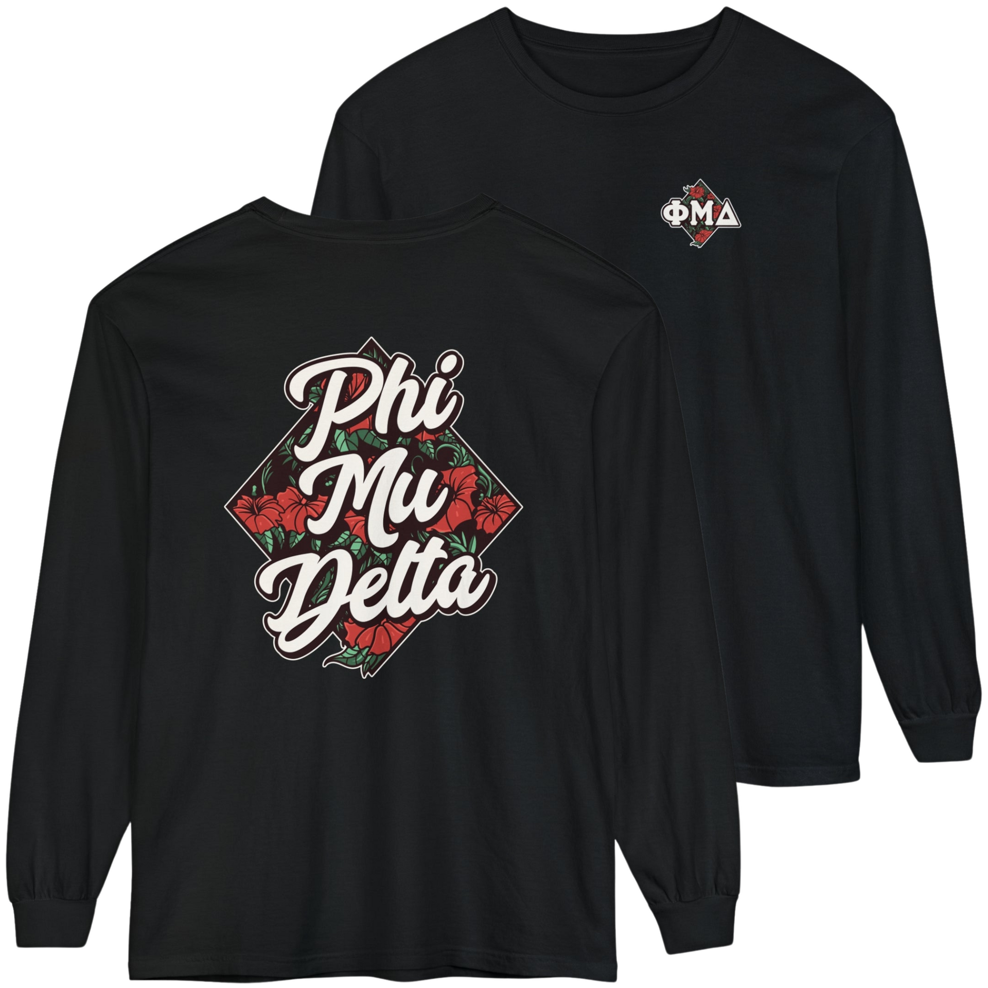 Black Phi Mu Delta Graphic Long Sleeve | Aloha