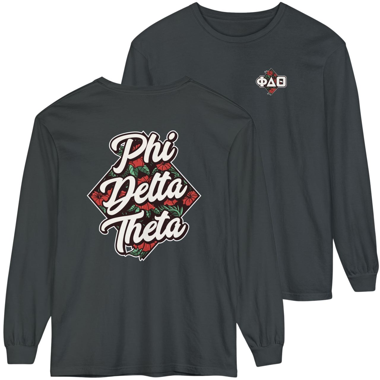 Grey Phi Delta Theta Graphic Long Sleeve | Aloha