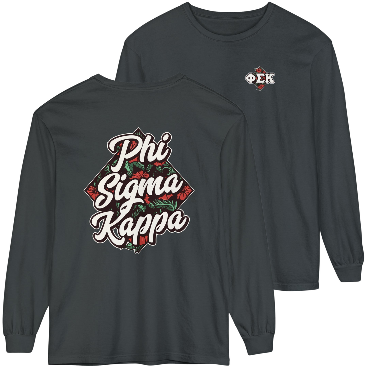 Grey Phi Sigma Kappa Graphic Long Sleeve | Aloha