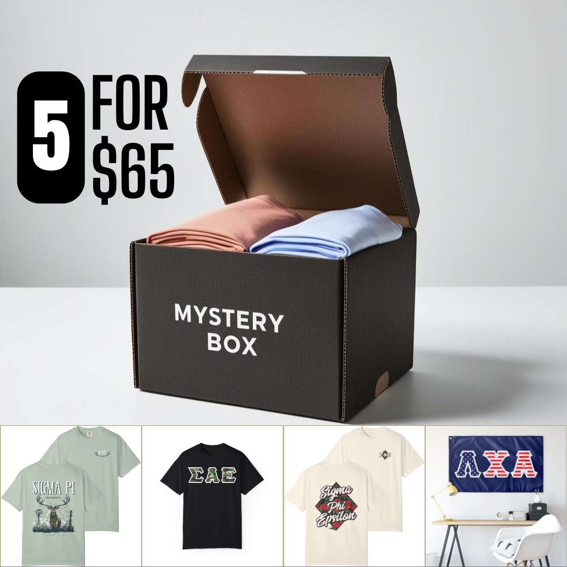 Fraternity Mystery Box – 5 Surprise Items for $65