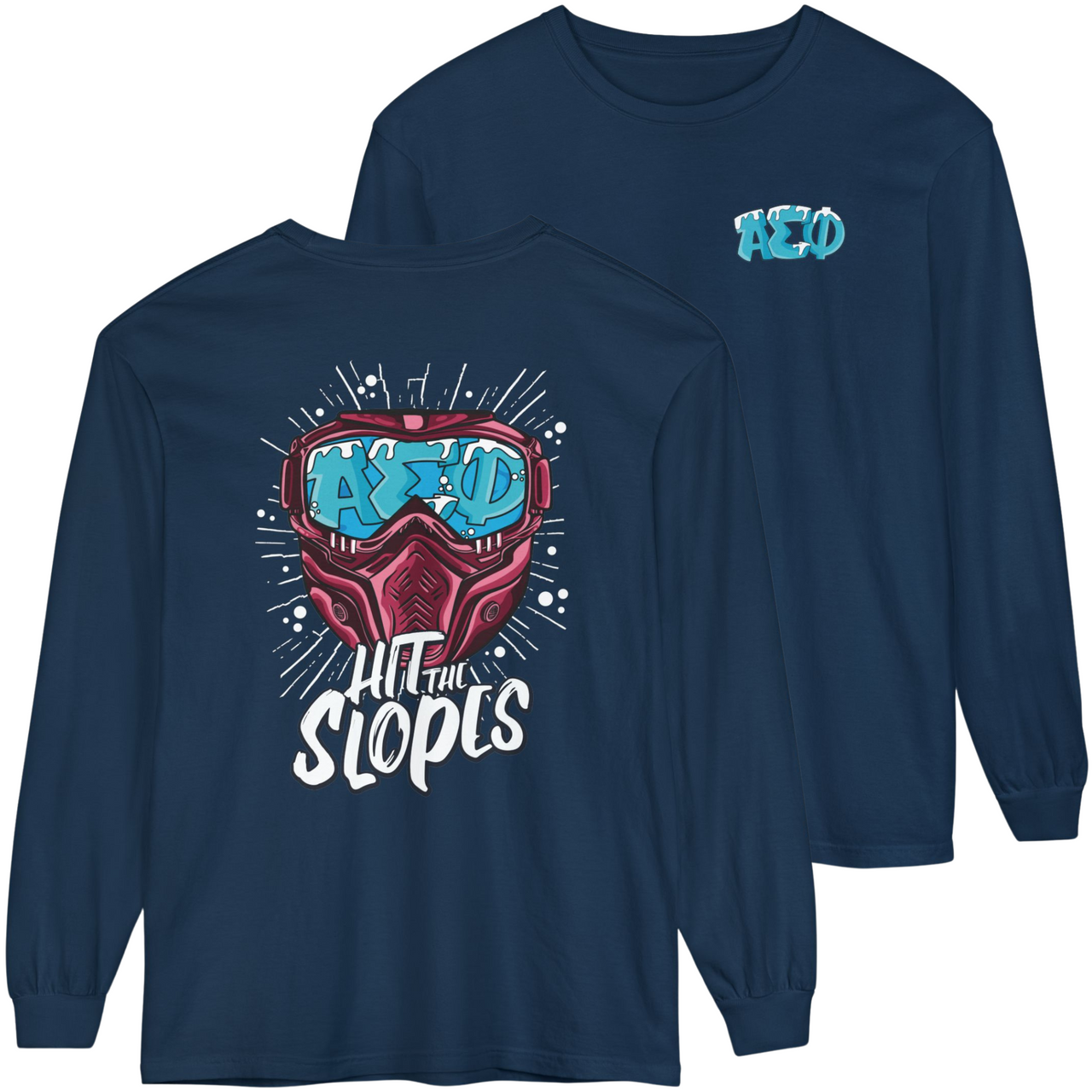 Navy Alpha Sigma Phi Graphic Long Sleeve | Hit the Slopes