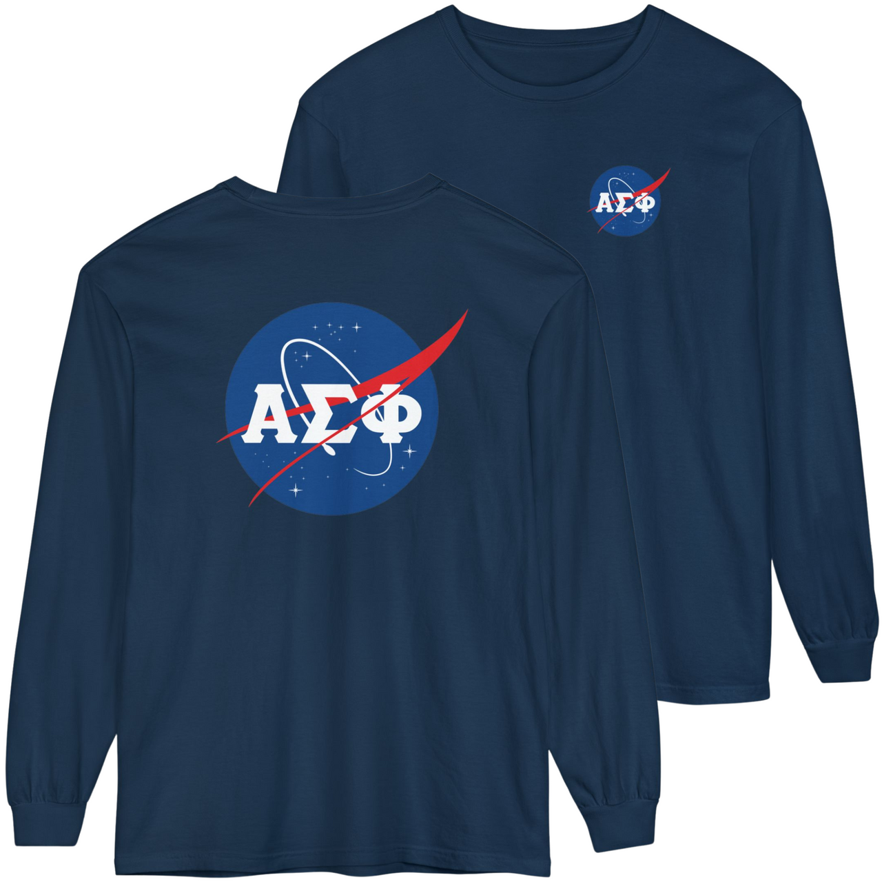 Navy Alpha Sigma Phi Graphic Long Sleeve | Nasa 2.0
