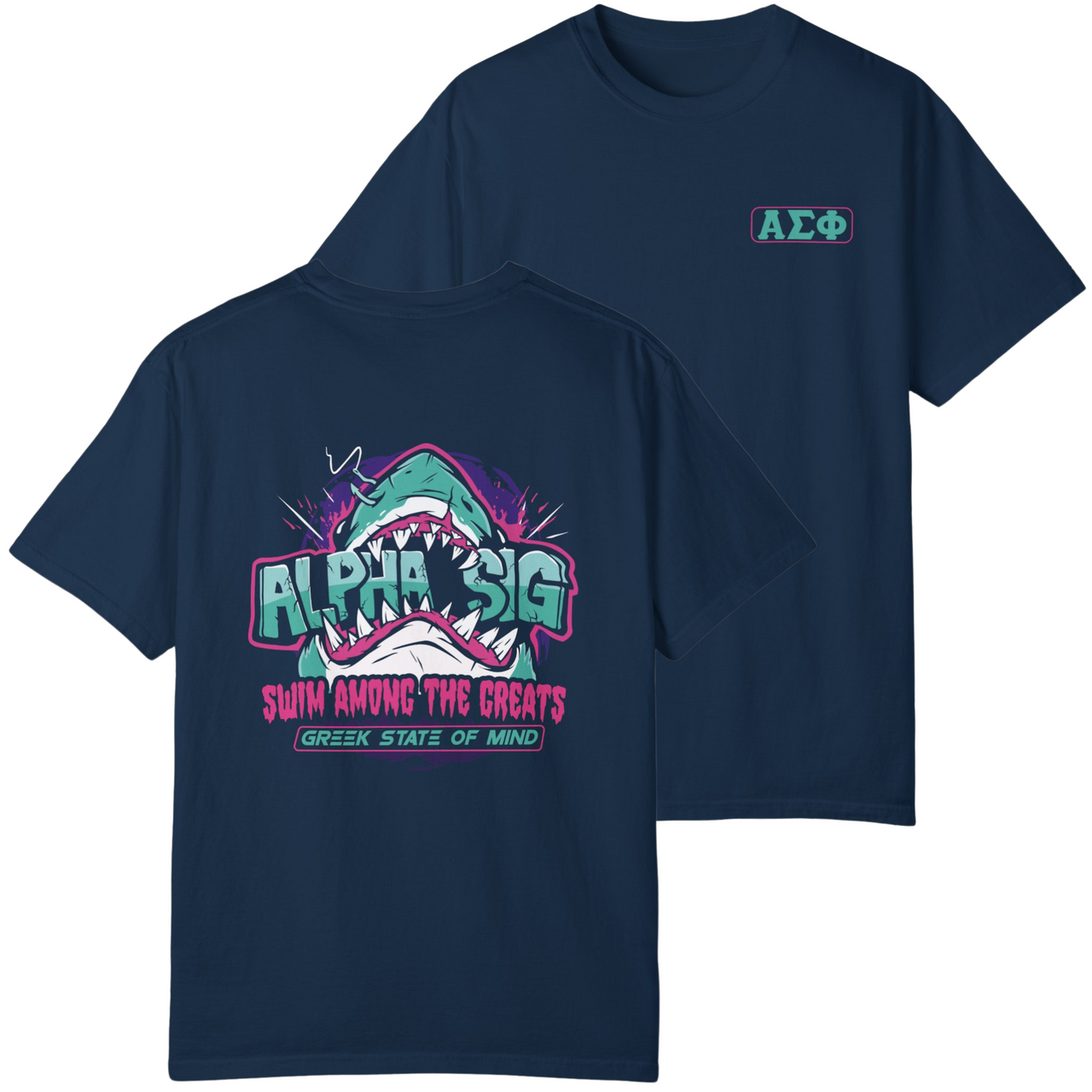 Navy Alpha Sigma Phi Graphic T-Shirt | The Deep End