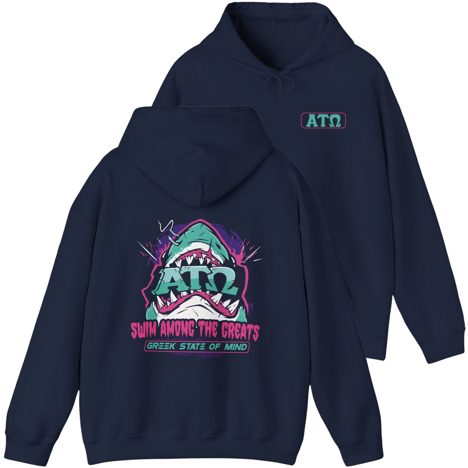 Navy Alpha Tau Omega Graphic Hoodie | The Deep End