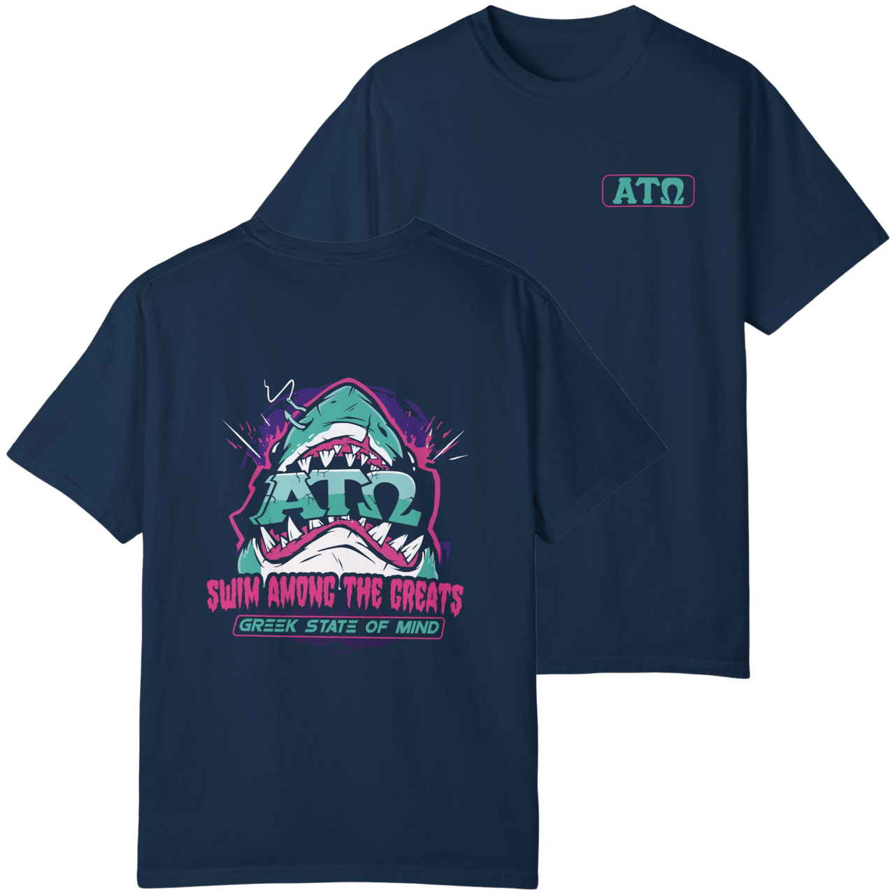 Navy Alpha Tau Omega Graphic T-Shirt | The Deep End