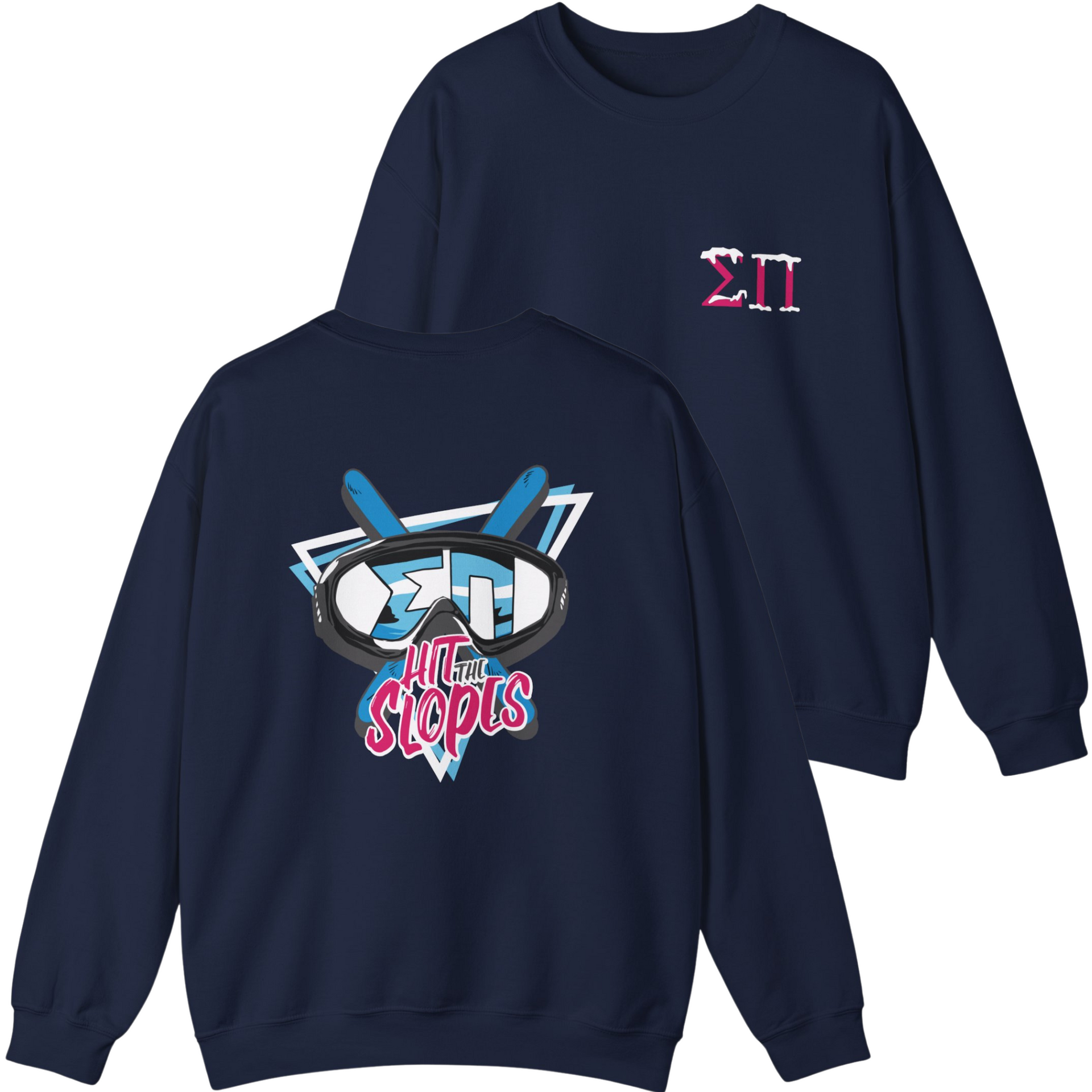Navy Sigma Pi Graphic Crewneck Sweatshirt | Hit the Slopes