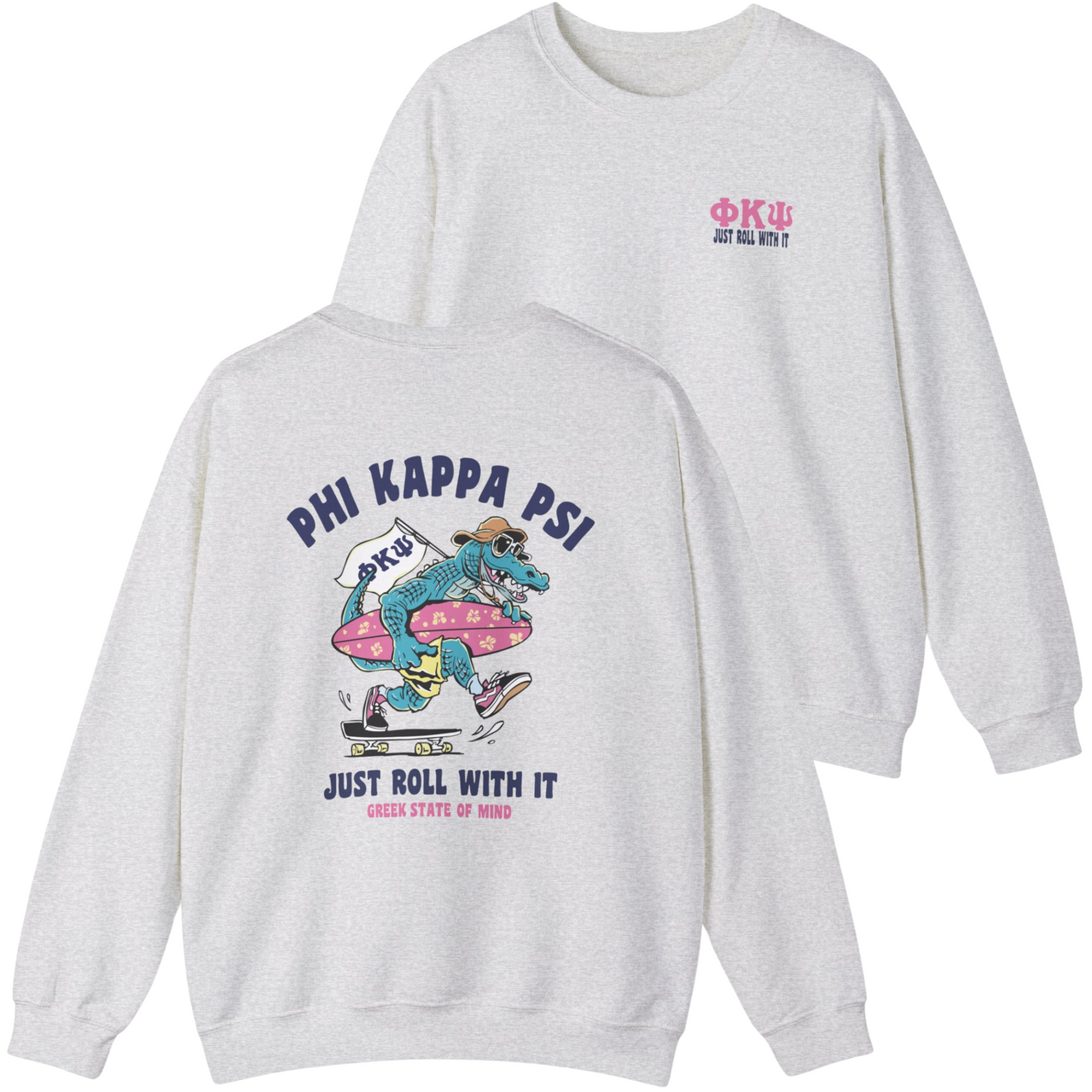 Phi Kappa Psi Graphic Crewneck Sweatshirt | Alligator Skater