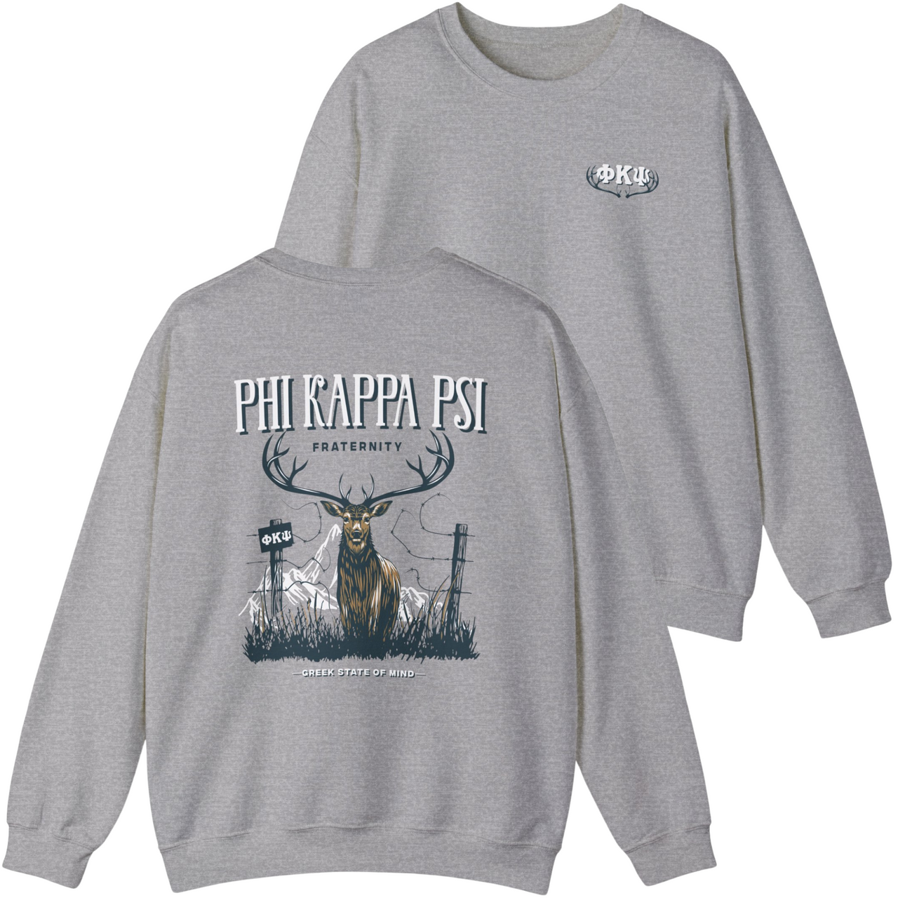 Phi Kappa Psi Graphic Crewneck Sweatshirt | Big Buck