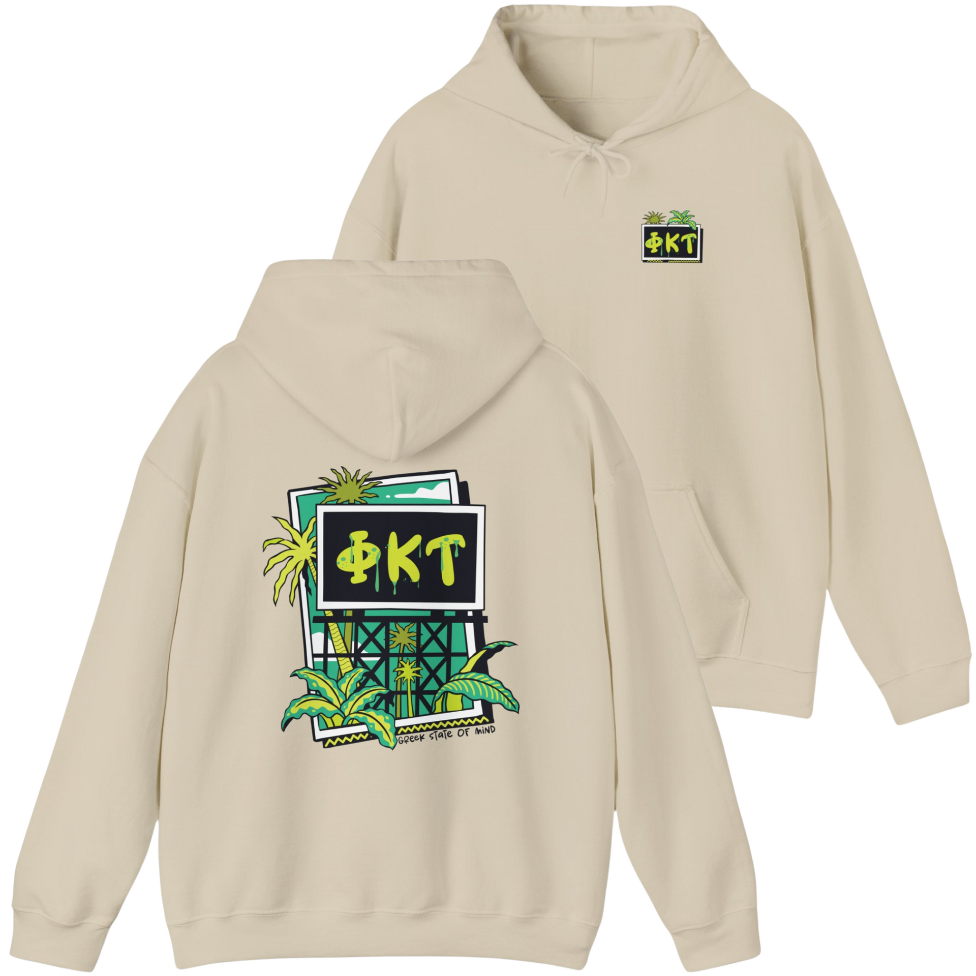 ivory Phi Kappa Tau Graphic Hoodie | Tropical Billboard