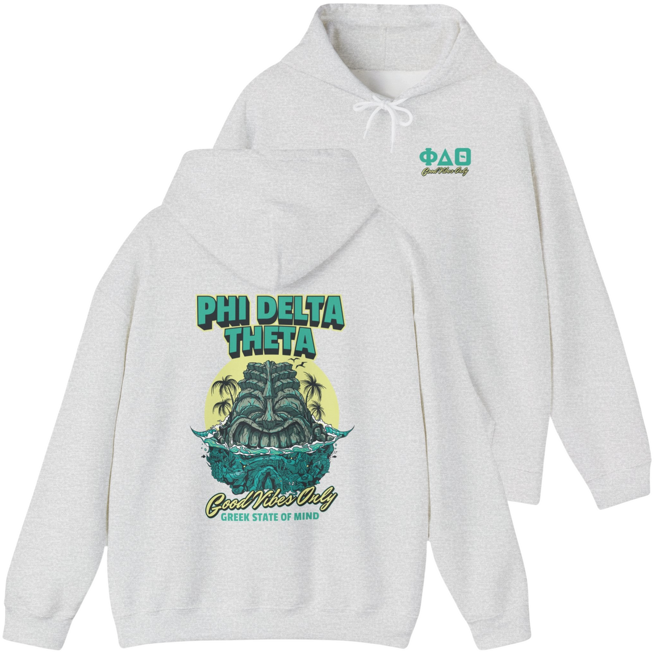 grey Phi Delta Theta Graphic Hoodie | Good Vibes Only