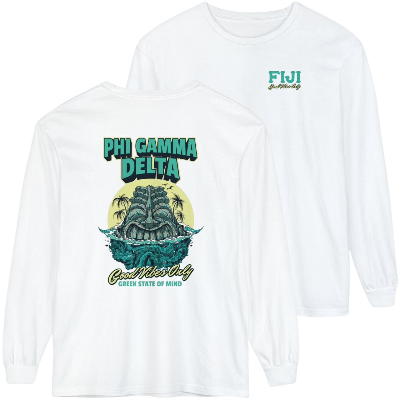 white Phi Gamma Delta Graphic Long Sleeve | Good Vibes Only