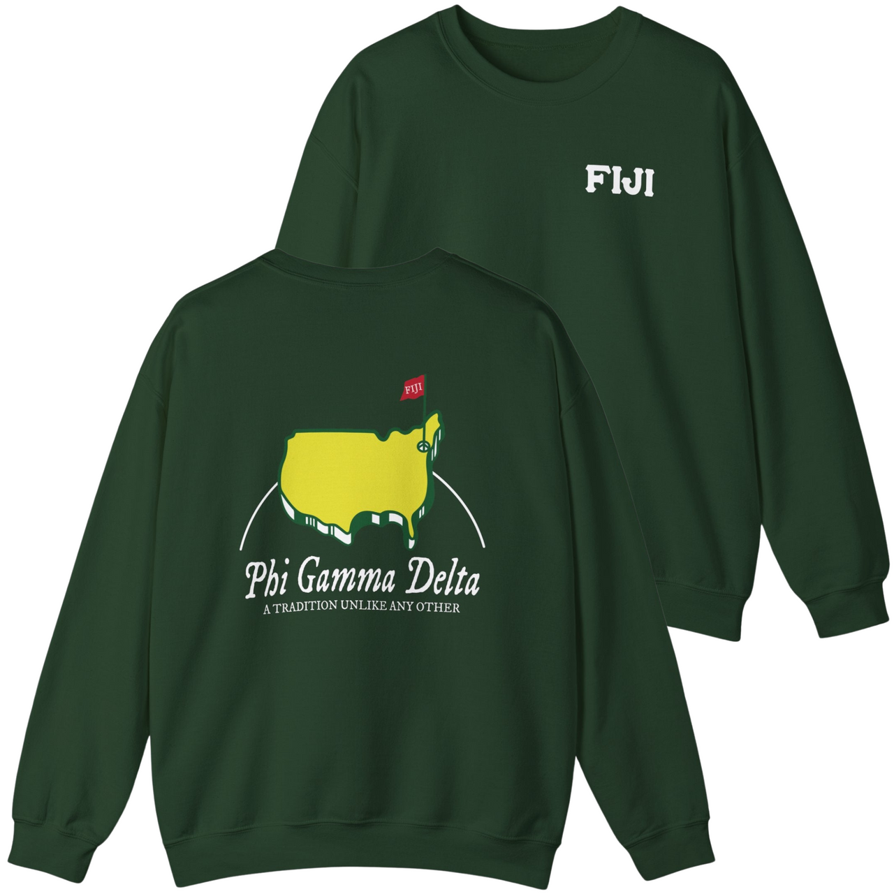 Green Phi Gamma Delta Graphic Crewneck Sweatshirt | The Masters