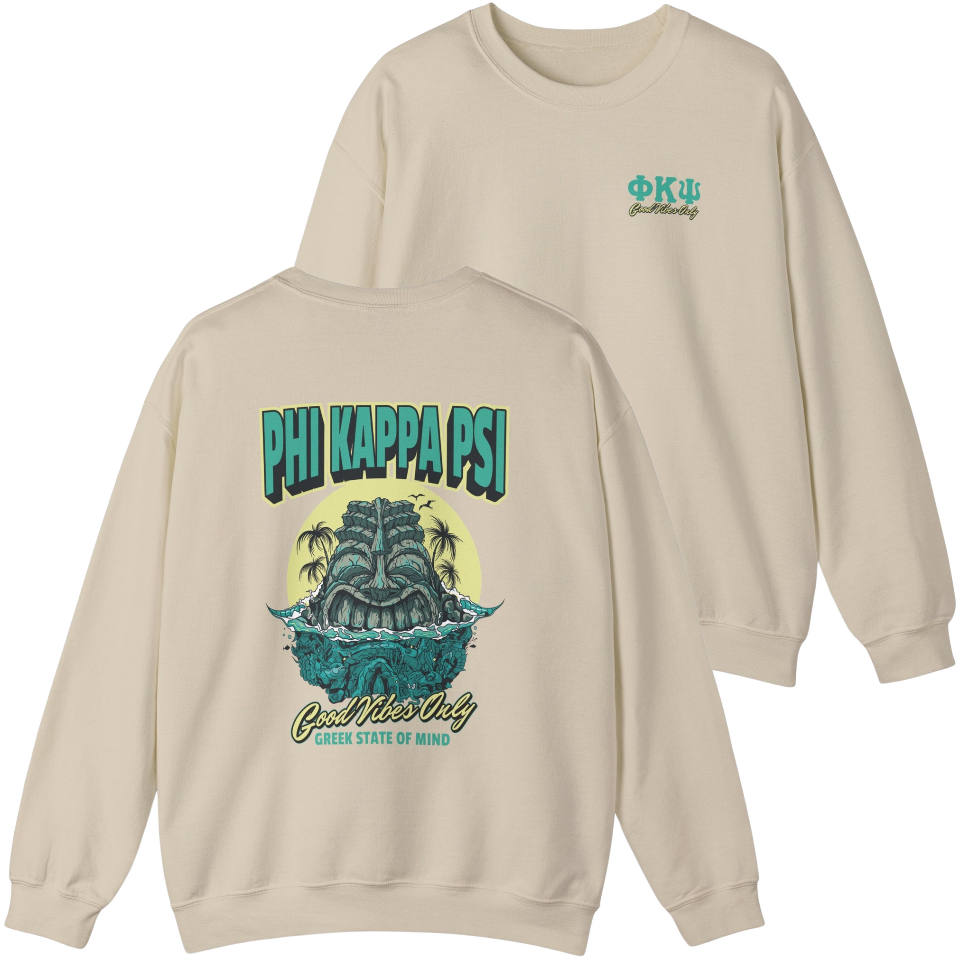 ivory Phi Kappa Psi Graphic Crewneck Sweatshirt | Good Vibes Only