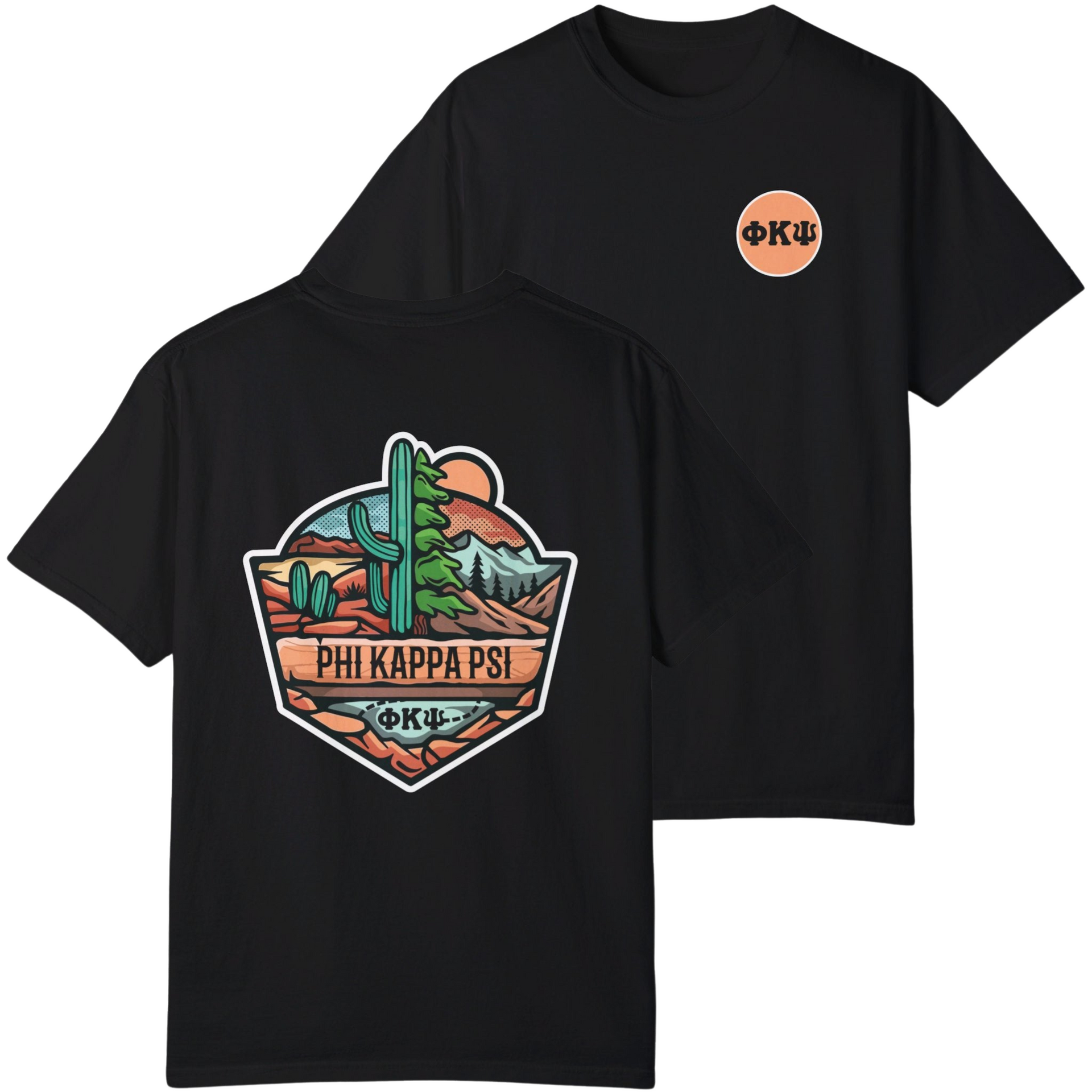 black Phi Kappa Psi Graphic T-Shirt | Desert Mountains