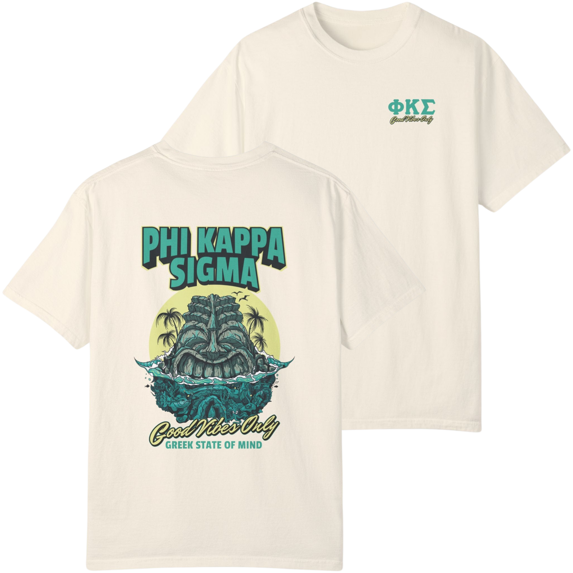 ivory Phi Kappa Sigma Graphic T-Shirt | Good Vibes Only