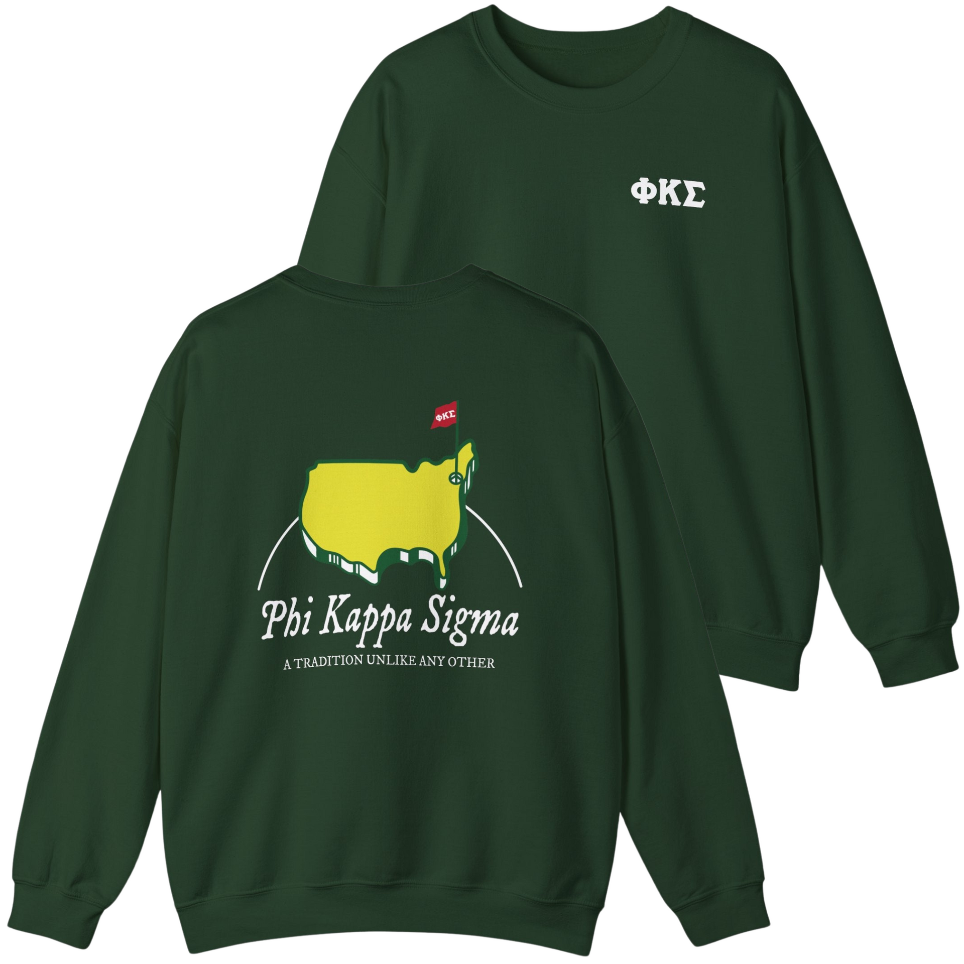 green Phi Kappa Sigma Graphic Crewneck Sweatshirt | The Masters