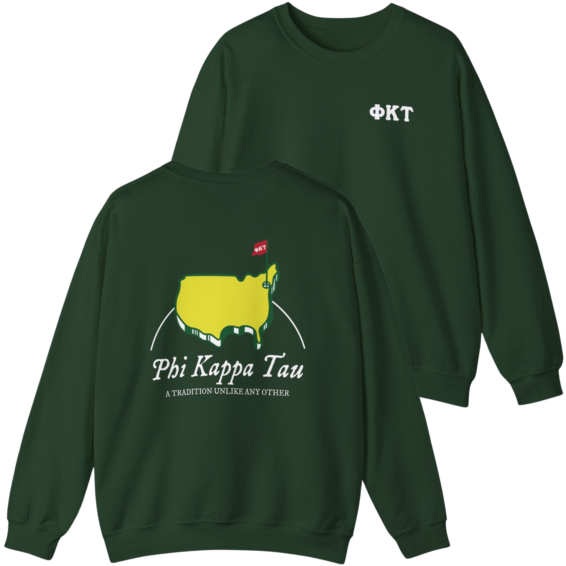 Phi Kappa Tau Graphic Crewneck Sweatshirt The Masters S Forest Green