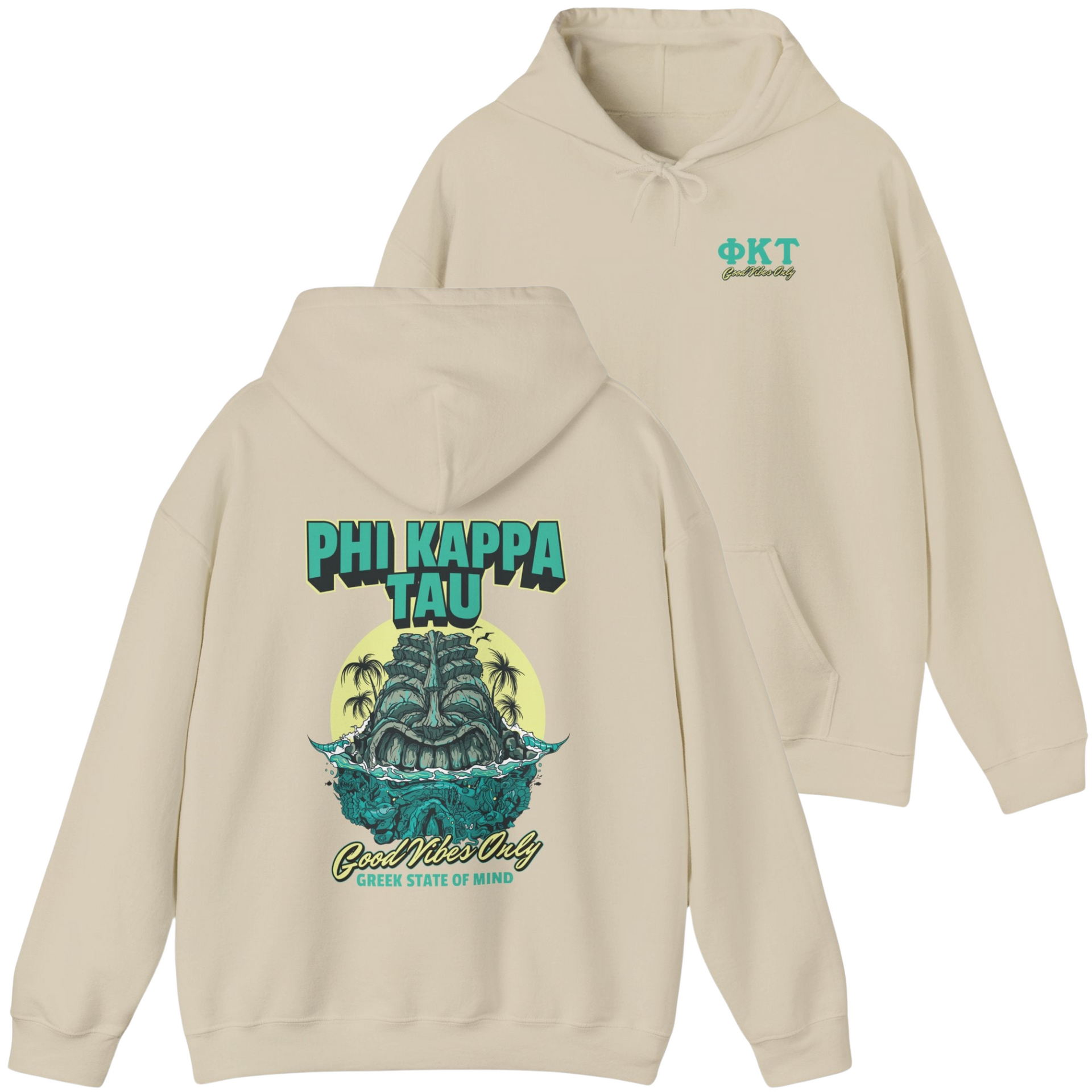 ivory Phi Kappa Tau Graphic Hoodie | Good Vibes Only