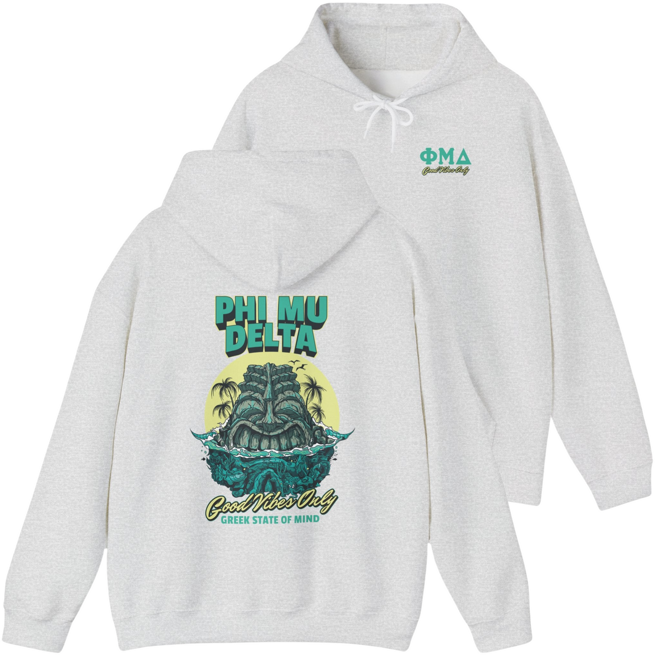 ash Phi Mu Delta Graphic Hoodie | Good Vibes Only