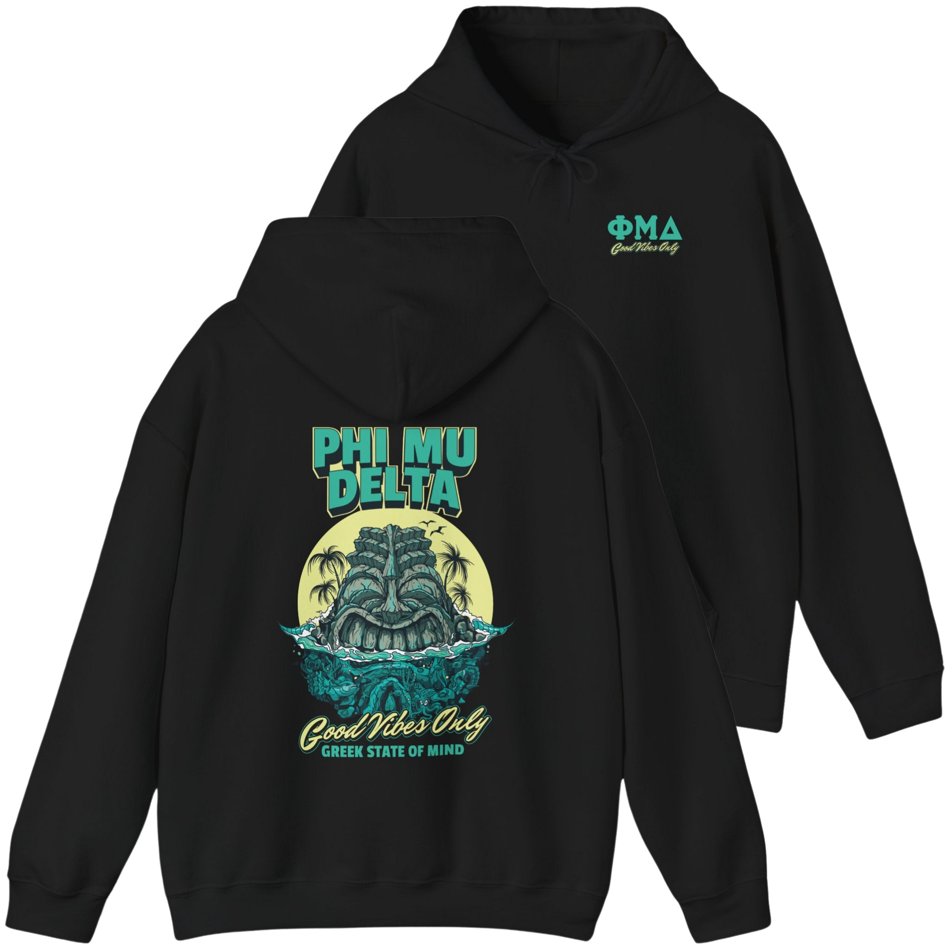 black Phi Mu Delta Graphic Hoodie | Good Vibes Only