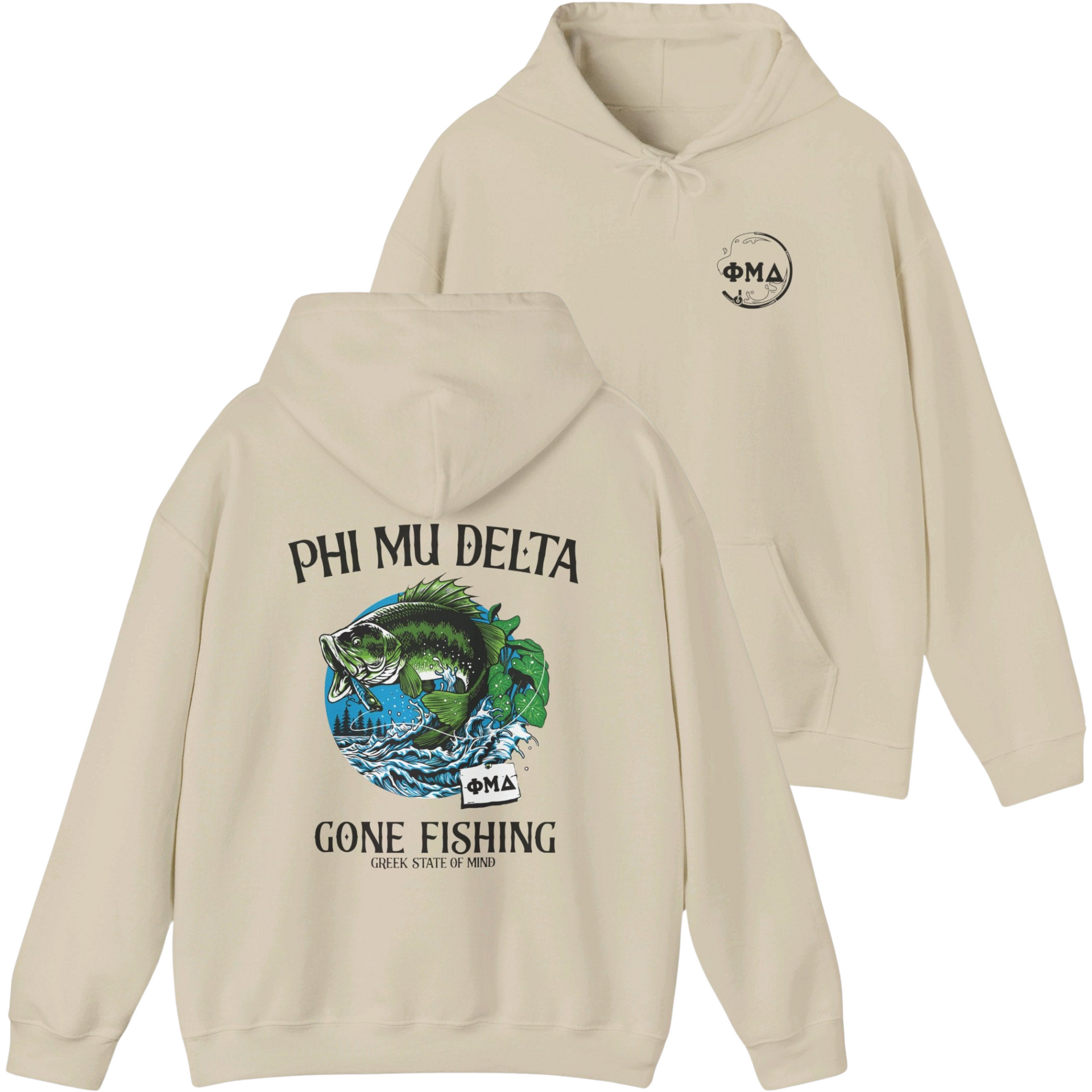 ivory Phi Mu Delta Graphic Hoodie | Gone Fishing