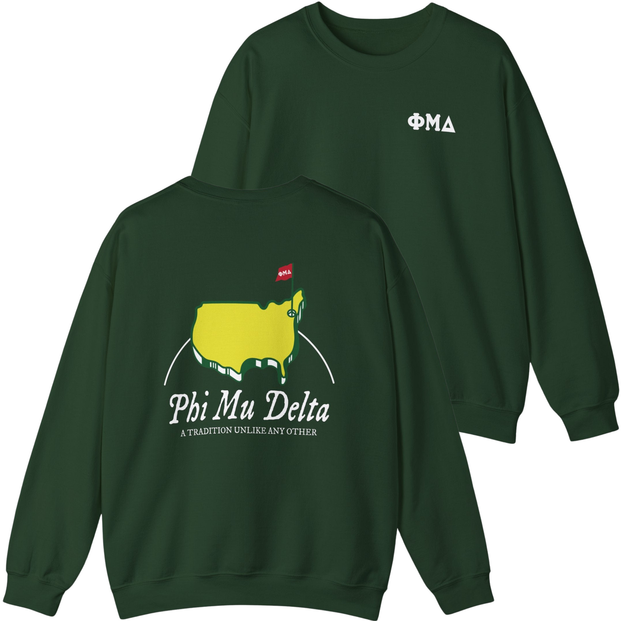 green Phi Mu Delta Graphic Crewneck Sweatshirt | The Masters