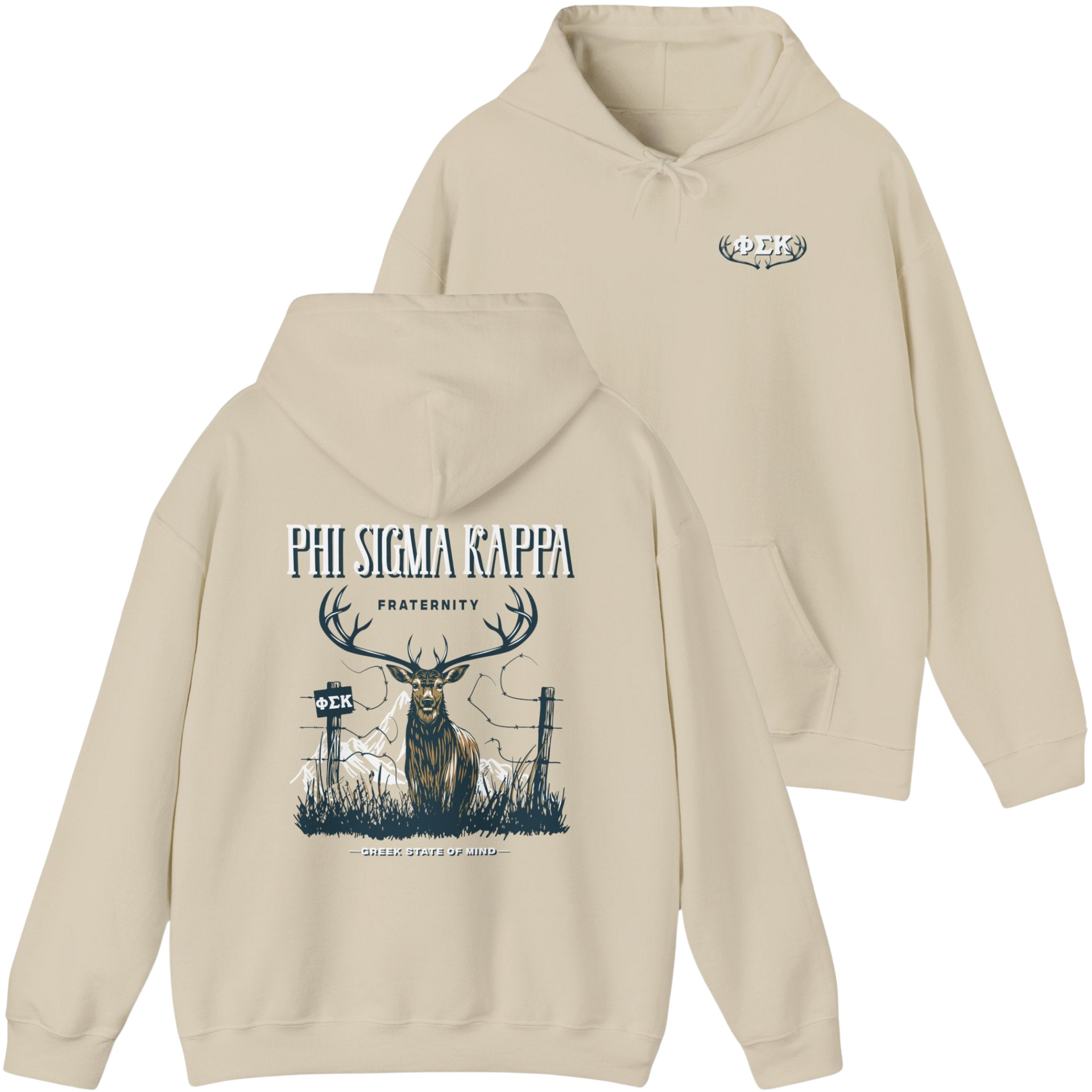 ivory Phi Sigma Kappa Graphic Hoodie | Big Buck