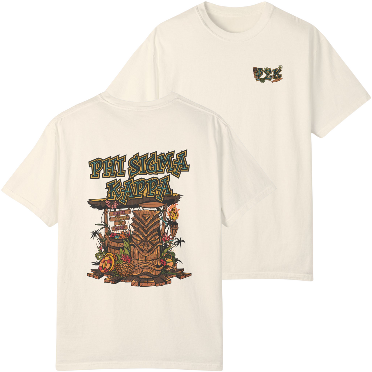 Ivory Phi Sigma Kappa Graphic T-Shirt | Tiki Time