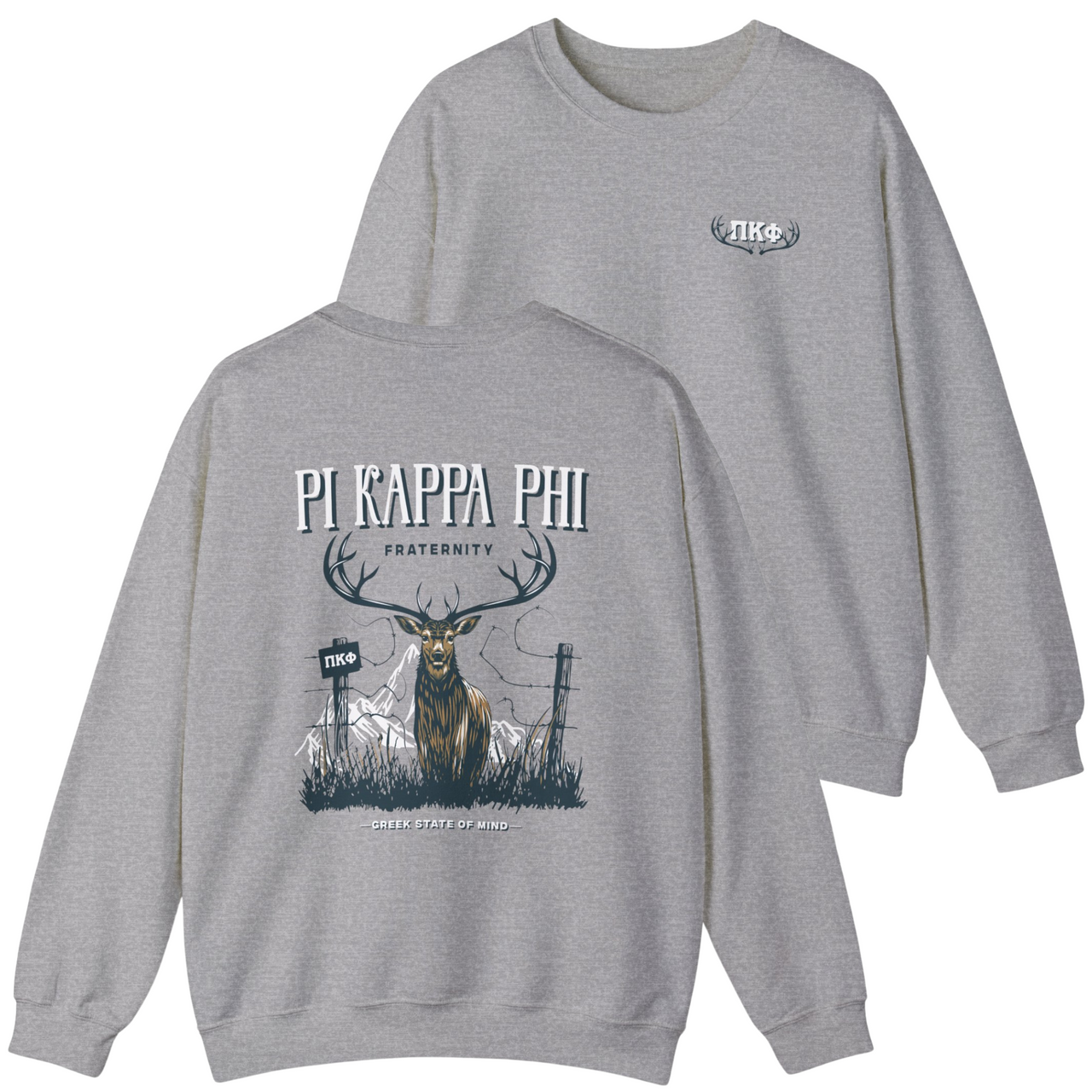 Pi Kappa Phi Graphic Crewneck Sweatshirt | Big Buck