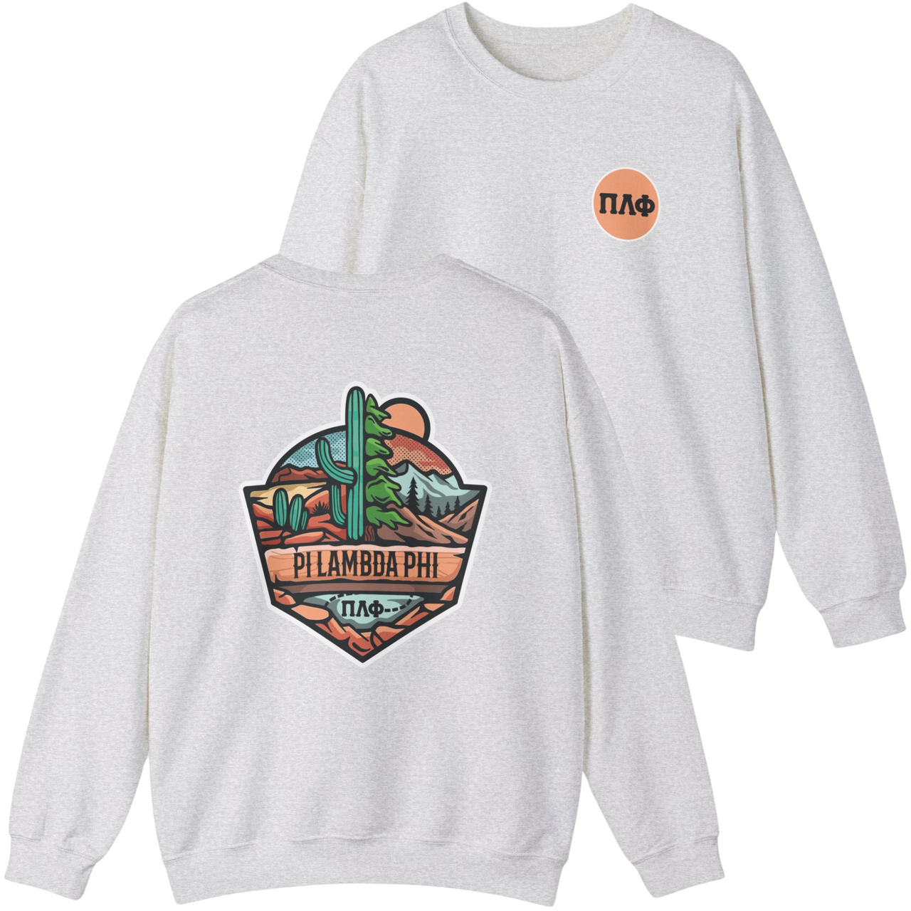 Pi Lambda Phi Graphic Crewneck Sweatshirt | Desert Mountains