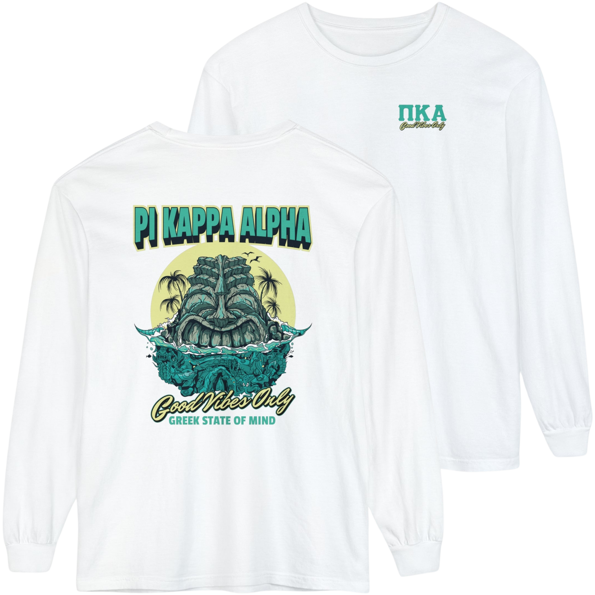 white Pi Kappa Alpha Graphic Long Sleeve | Good Vibes Only
