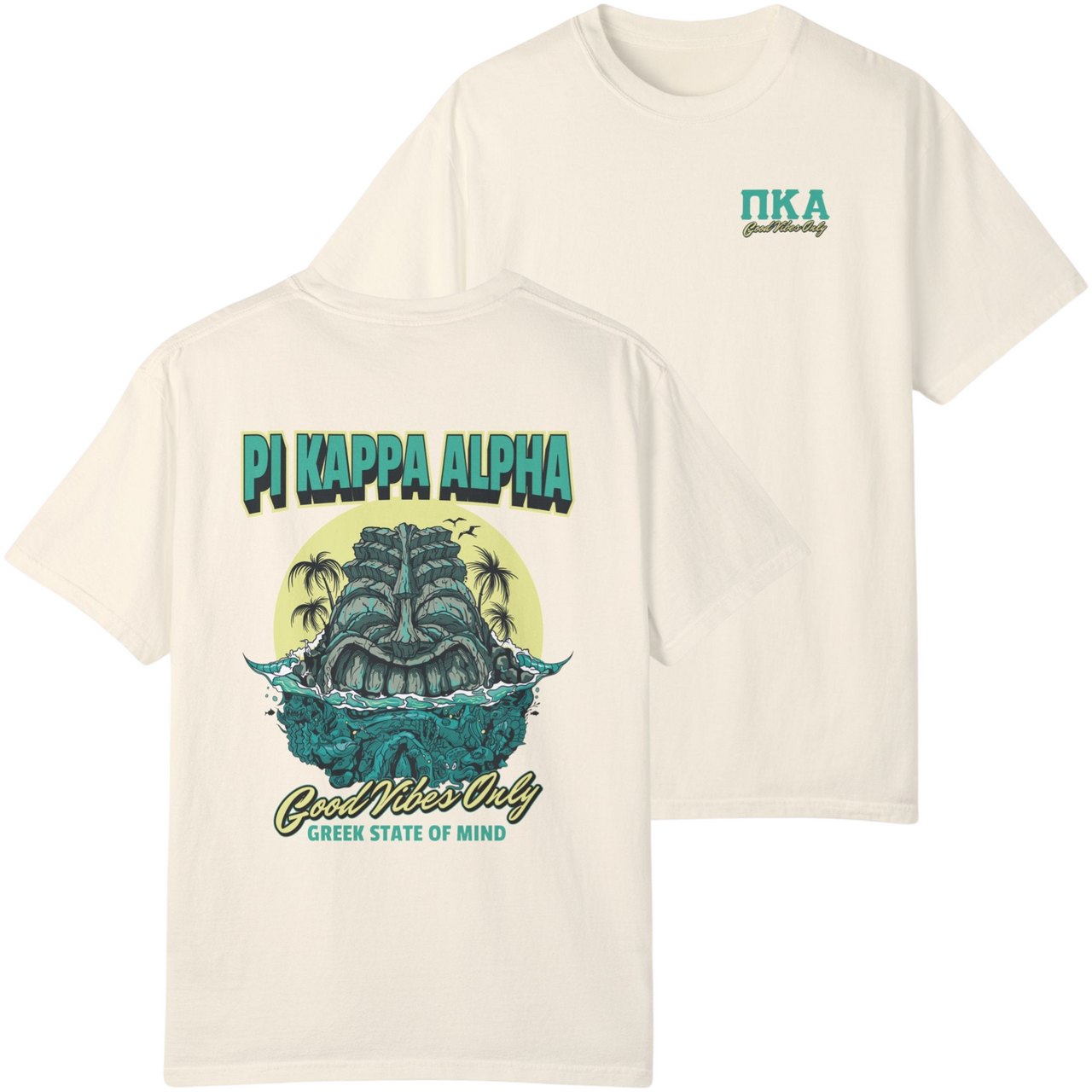 ivory Pi Kappa Alpha Graphic T-Shirt | Good Vibes Only