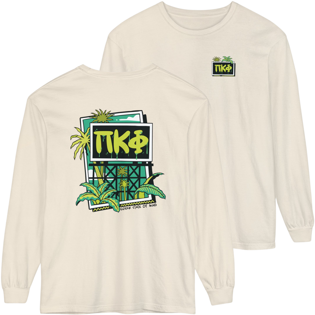 Ivory Pi Kappa Phi Graphic Long Sleeve | Tropical Billboard